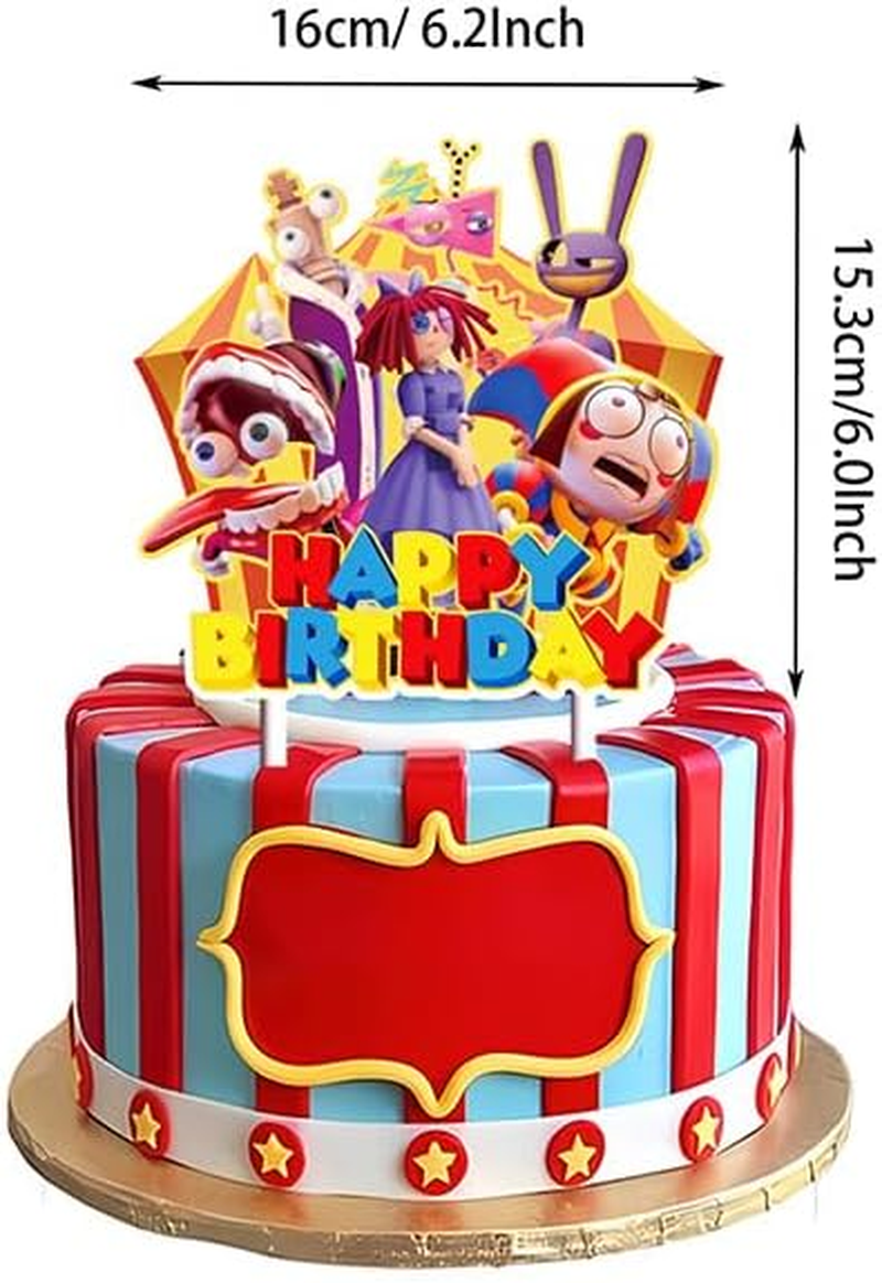 32 PCS the Amazing Digital Circus Birthday Decorations, Party Favor Decoration Supplies, Including Happy Birthday Banner, Cake Topper, Cupcake Topper, Balloons- Room Decoration