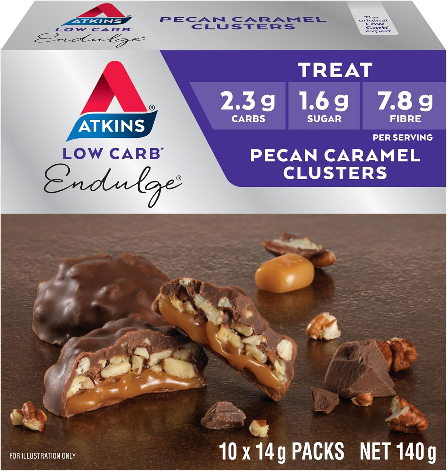 Atkins Pecan Caramel Clusters, Dessert Favourite, High in Fiber, Low Carb, 2G Sugar, 10 Count image number 2