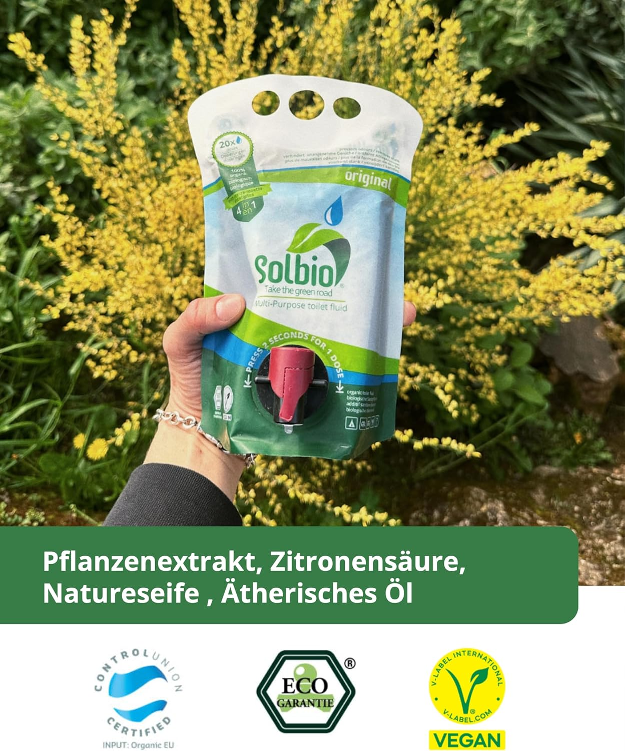 Solbio Original XL &ndash; 1.6 L Sanitary Fluid &ndash; Ecological Sanitary Additive for Camping Toilet &ndash; 40 Doses image number 2