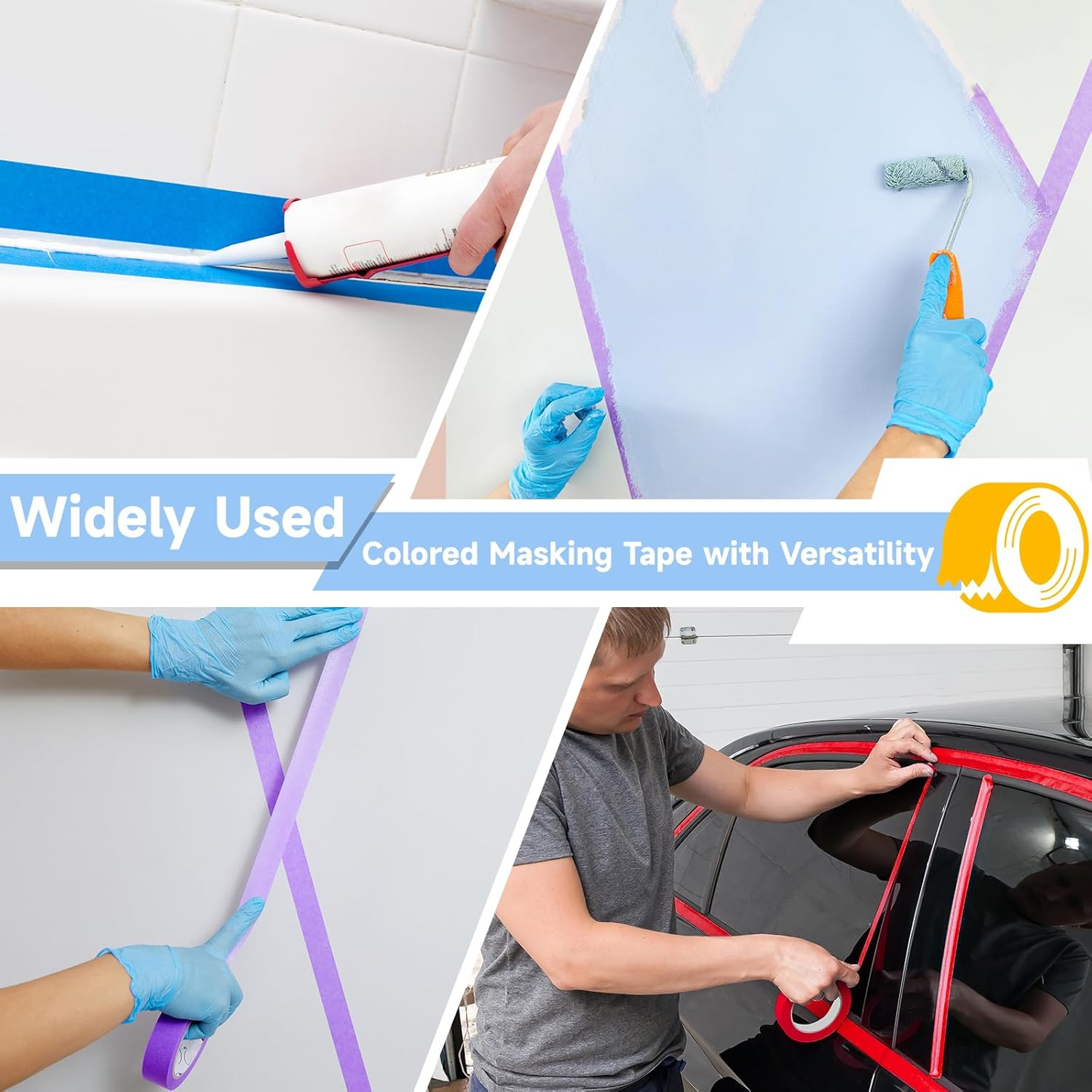 12PCS Colored Masking Tape, Colored Tape for Kids Art Supplies, DIY Craft Tape, Colored Painters Tape for Labeling, Classroom, Decorative, Rainbow Color Tape Rolls 2/3In X 13Yards(1.7Cm X 12M) image number 4