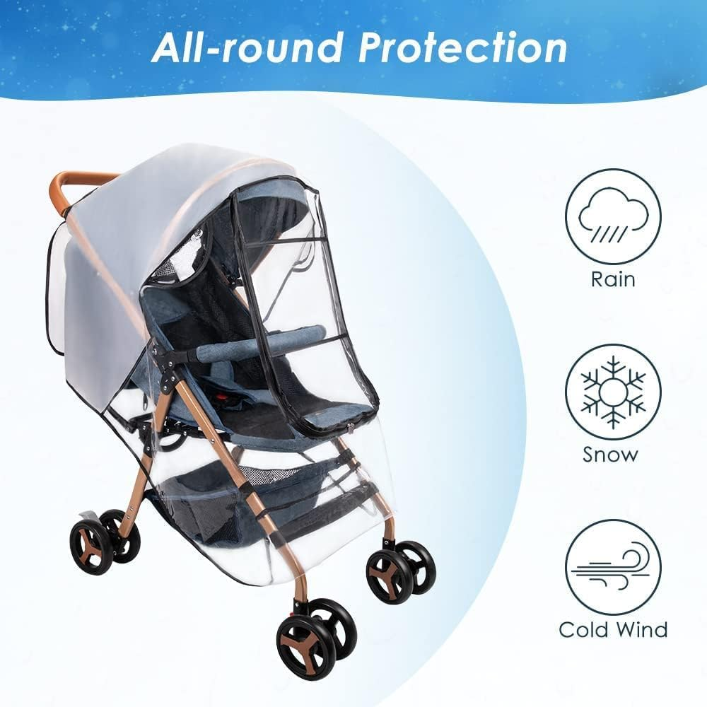 Slowton Universal Pushchair Rain Cover, Large Durable Raincover for Pram Stroller Rain Cold Wind Protective with Convenient Window Opening, Adjustable Easy Use Rain Shield Fits Most Pram image number 6