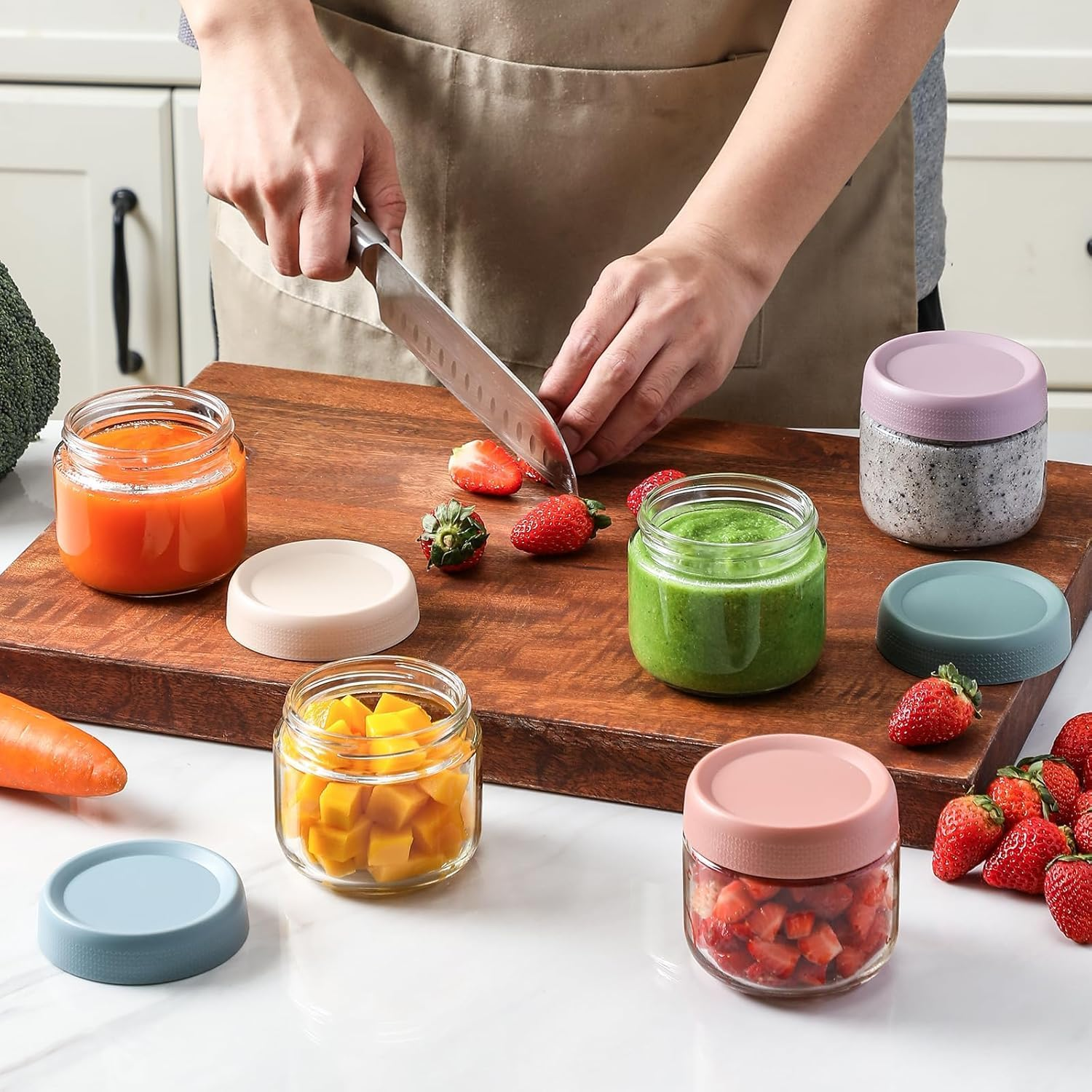 Small Glass Jars for Overnight Oats Salad Yogurt Pudding Cereal Candy Snacks Storage Containers Meal Prep Mason Jar with Airtight Lids,6 Pack image number 2