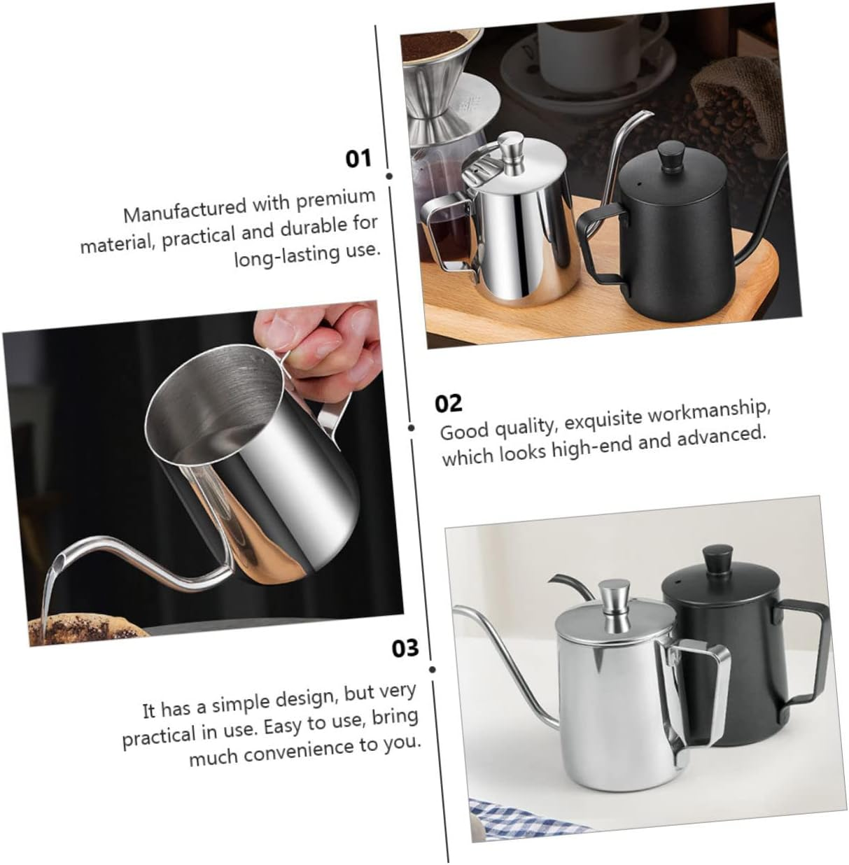 WHAMVOX Stainless Steel Teakettle Water Kettle Fine Polishing Process No Hand Hurt for Espresso Coffee Maker image number 2