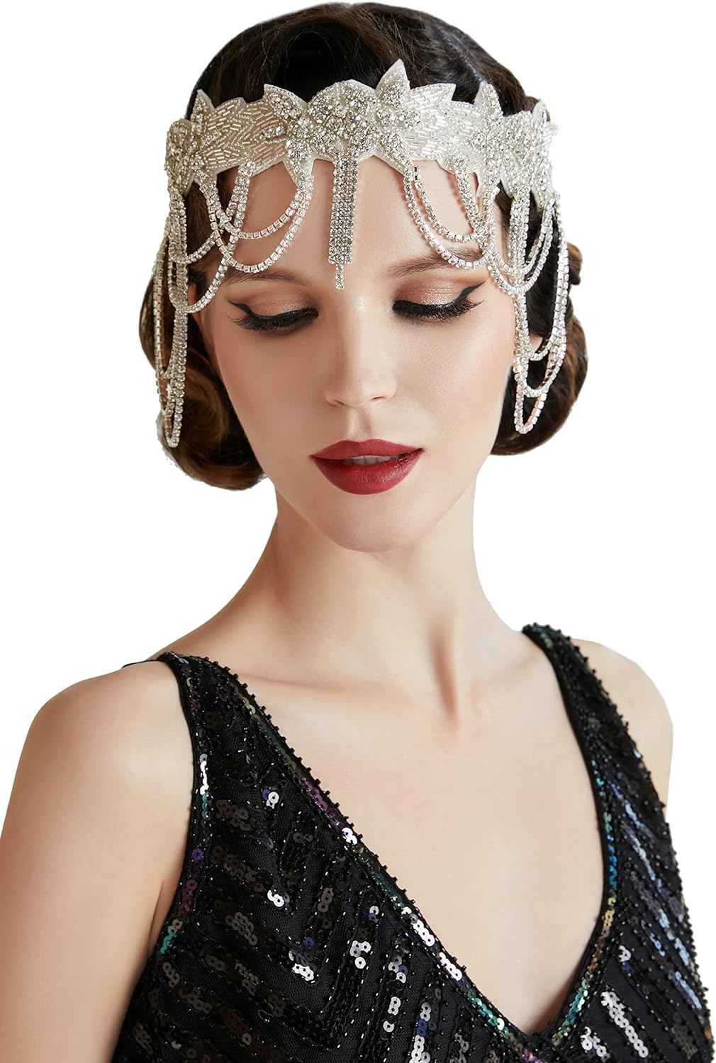 BABEYOND Flapper Headpiece for Women - Flapper Headband 1920S Gatsby Headpiece Vintage Accessories for Women image number 1