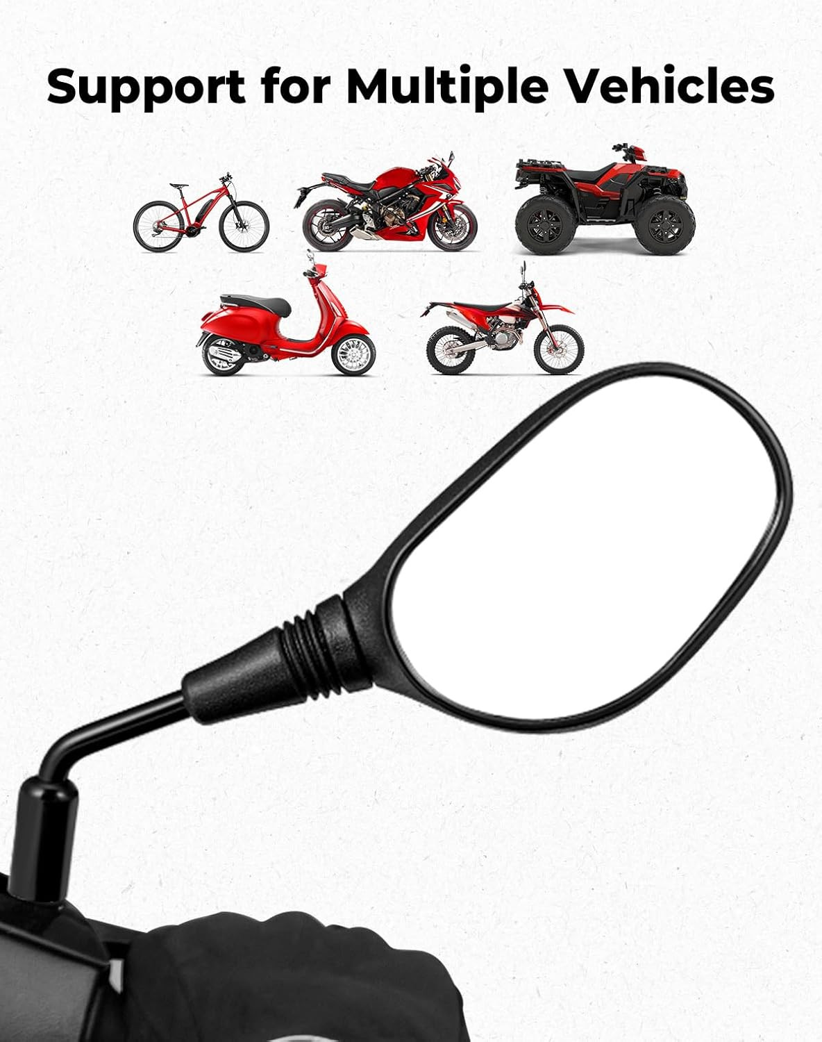 KEMIMOTO Motorcycle Mirrors, 8MM 10MM ATV Mirrors for Handlebar Compatible with Scooter Snowmobile Mope, 360 Degrees Ball Type Adjustment High Definition Mirrors image number 4