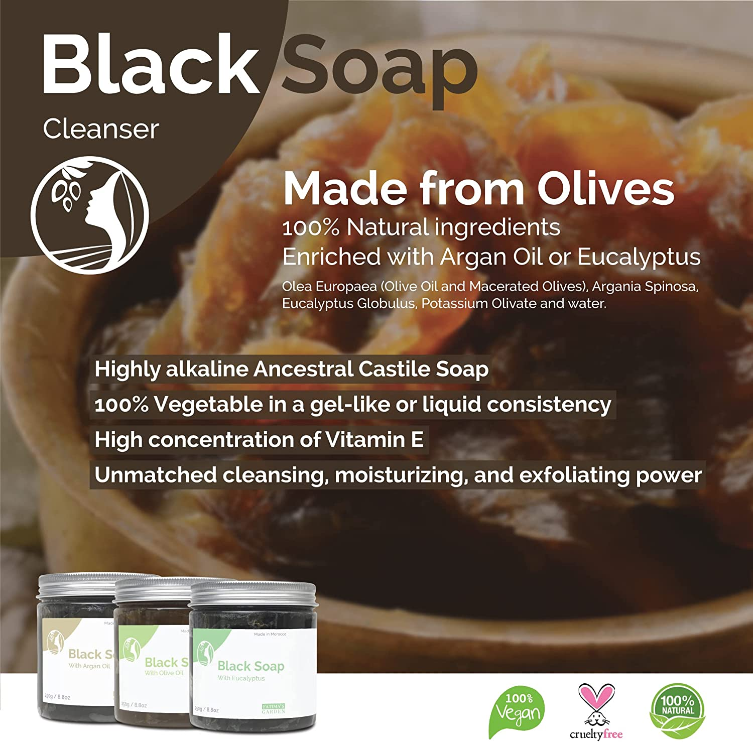 Fatima'S Garden Olive Oil Black Soap - Natural Cleanser, 150G image number 4