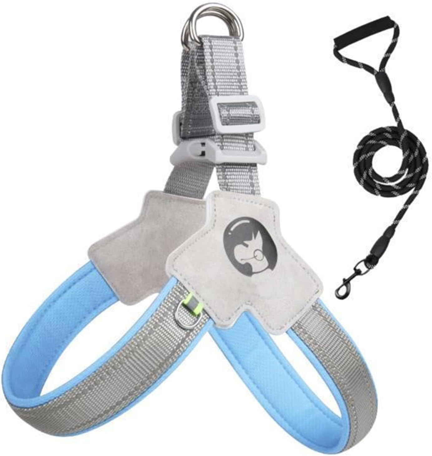 Glow-In-The-Dark Small Dog Harness and Leash Set, Reflective Nylon and Terylene Adjustable Lead for Night Safety