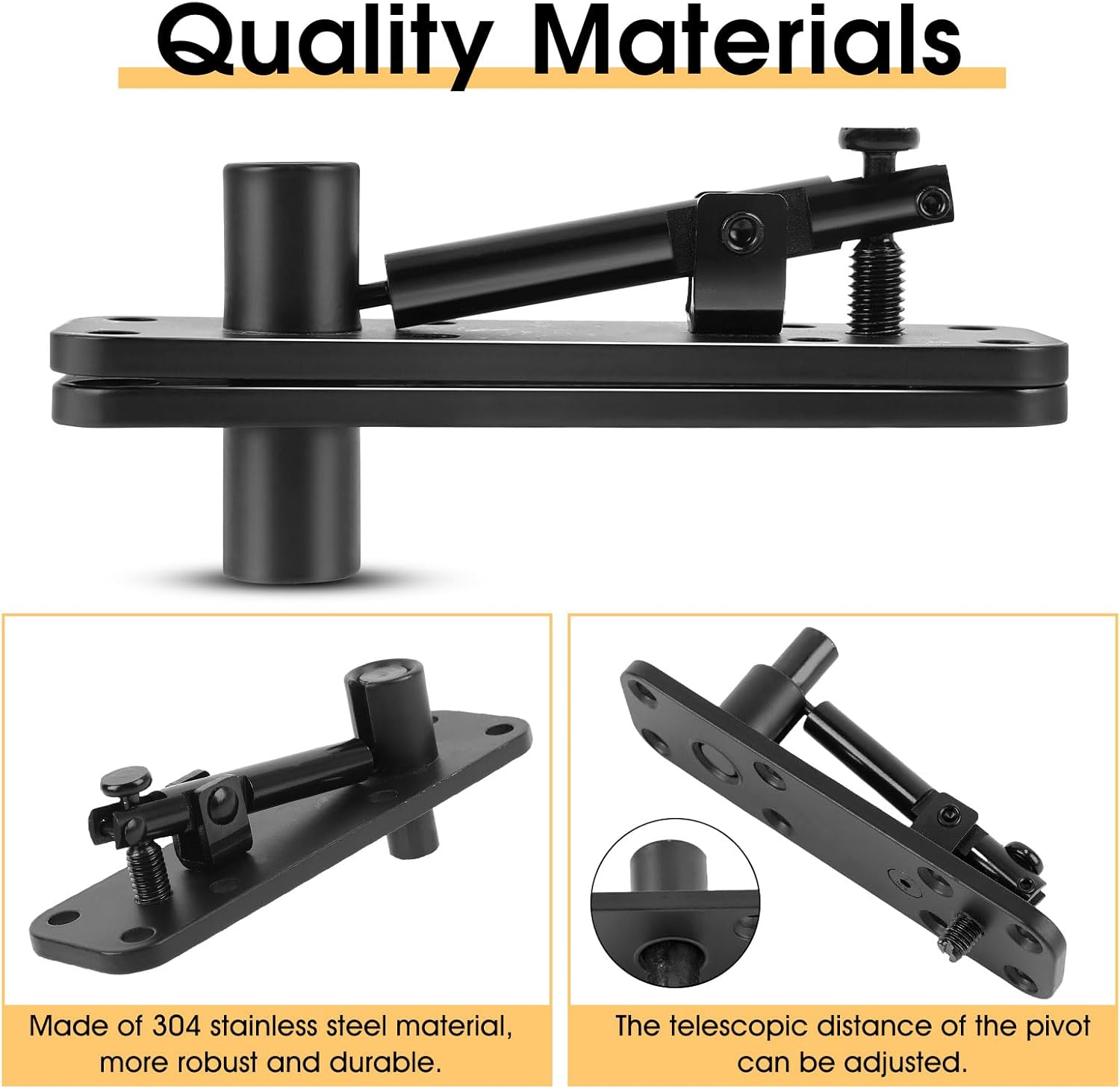 Hidden Door Hinge, 360&deg; Swing Pivot Hinges, 570Lbs Load-Bearing, Silent Operation, Stainless Steel Door Hinge Hardware Kit, Black Heavy Duty Door Hinges for Secret Door or Hidden Door Bookcase image number 5