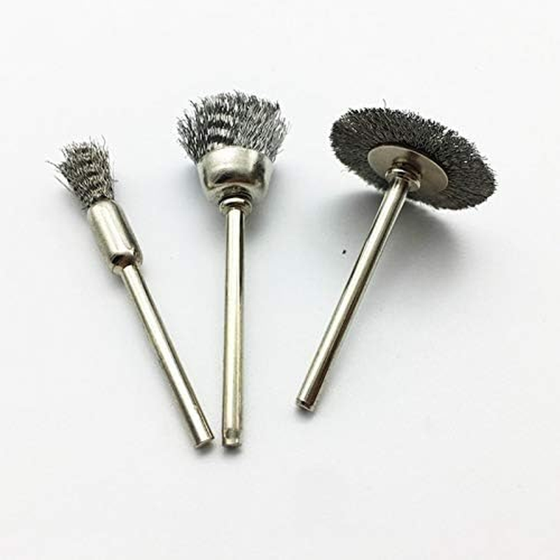 15 Piece Steel Wire Wheel Brush Set Polishing Cleaning Rotary Tool Buffing Brush Full Kit for Dremel Rotary Tools, 3 Types, Silver image number 2