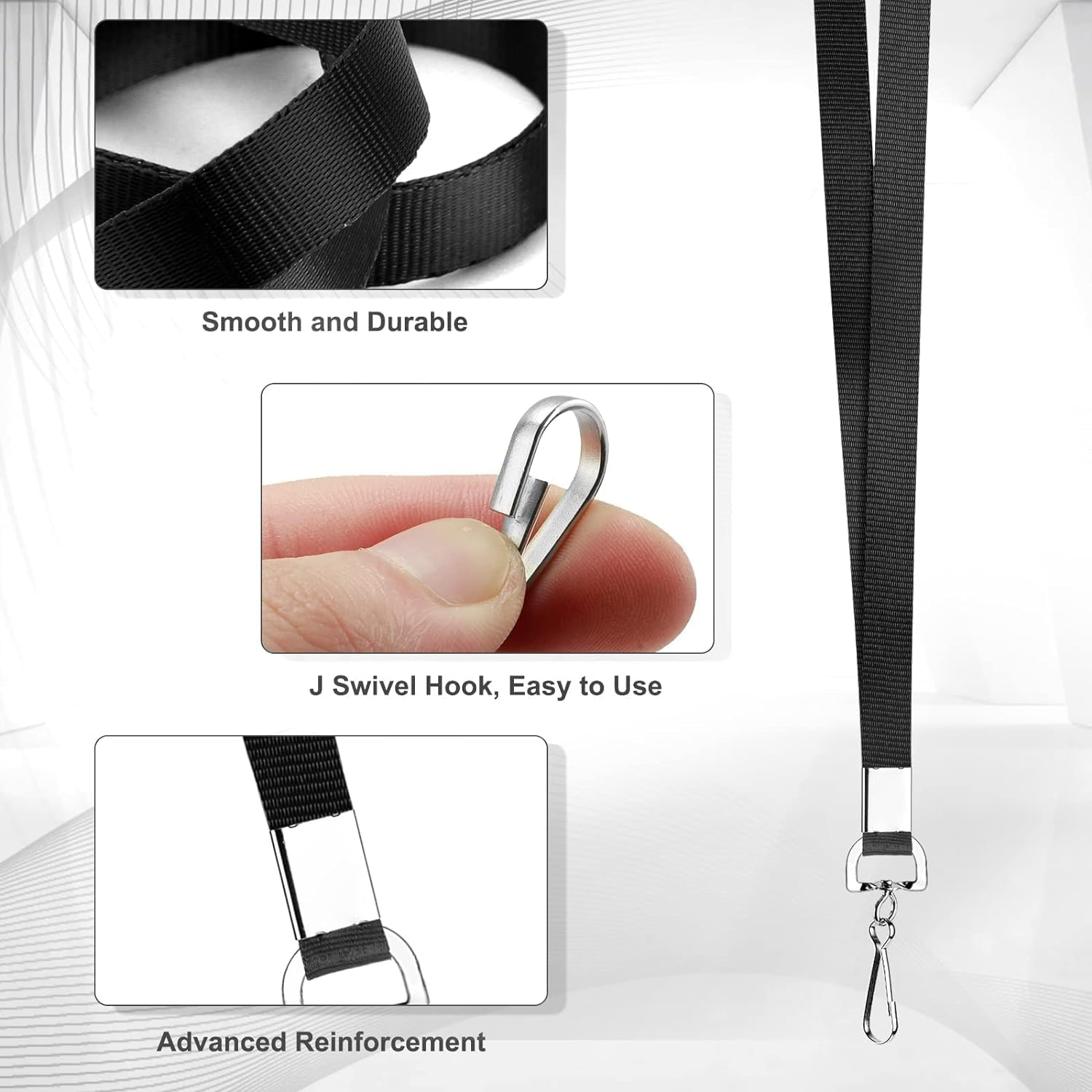 UKKQES 50 PCS Flat Neck Lanyards for Office ID Name Tags, Bulk Flat Lanyards with J Hook Clip Waterproof Lanyard, Business image number 4