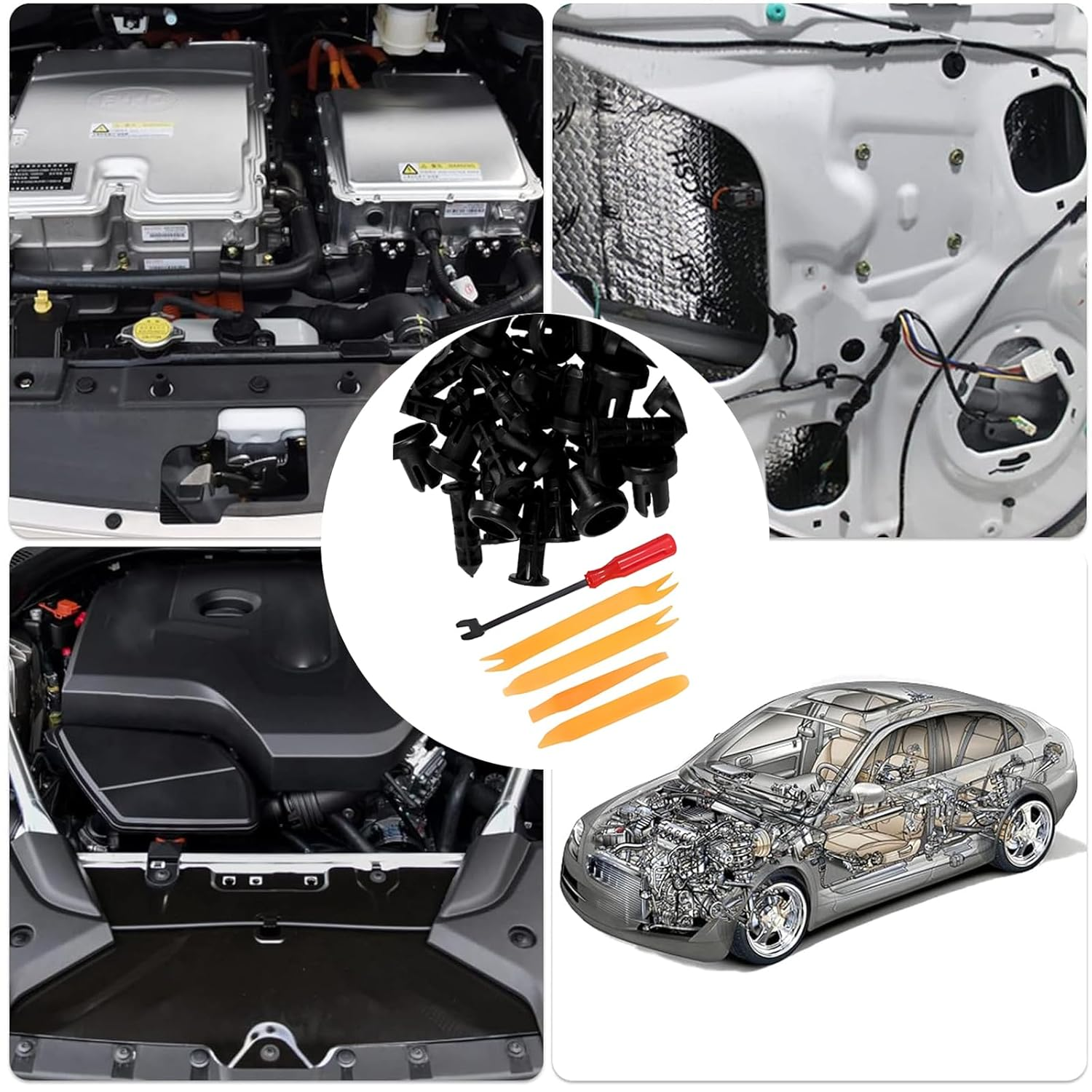 415PCS Auto Push Fastening Clips and Auto Fasteners Classification,Plastic Sales Rivets Expansion Screws Replace the Most Popular Size of Auto Sales Rivets Set-Door Trim Fender Clips+Disassembly Tool image number 3