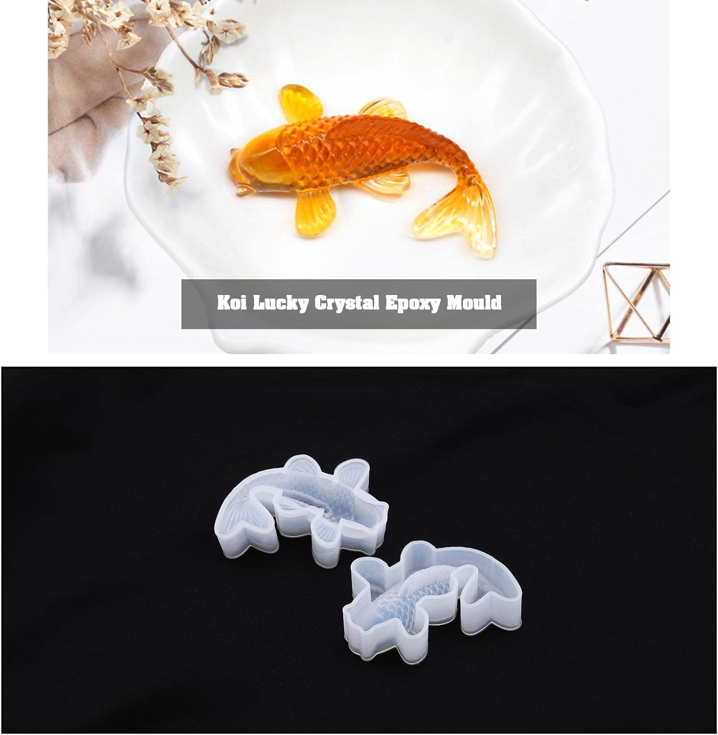 Ecsing 5Pcs 3D Koi Fish Silicone Resin Mould Koi Fish Tank Decor Simulation Resin Mould Resin Fish Mould Accessories for DIY Making image number 3
