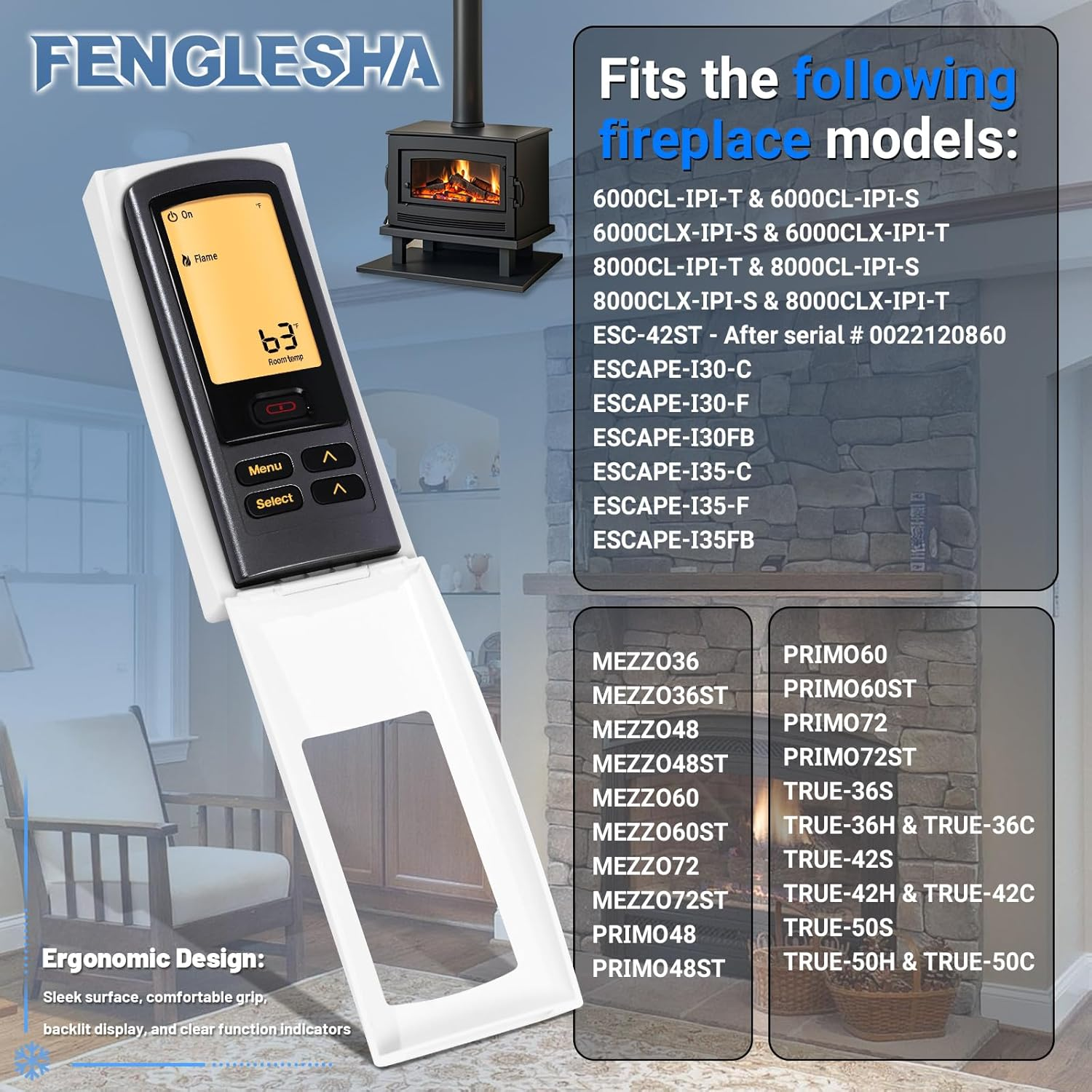 Fenglesha 2166-330 Fireplace Remote Control Transmitter for RC300 Replacement for Heat N Glo Gas Stoves and Fireplaces Remote Control image number 5