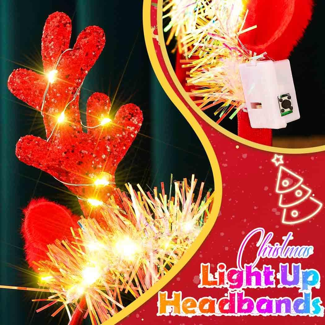 Fashband Christimas Headbands Deer Ears Headband Glitter Headpiece Hair Hoops for Adults Kids Christmas Party(Red) image number 4