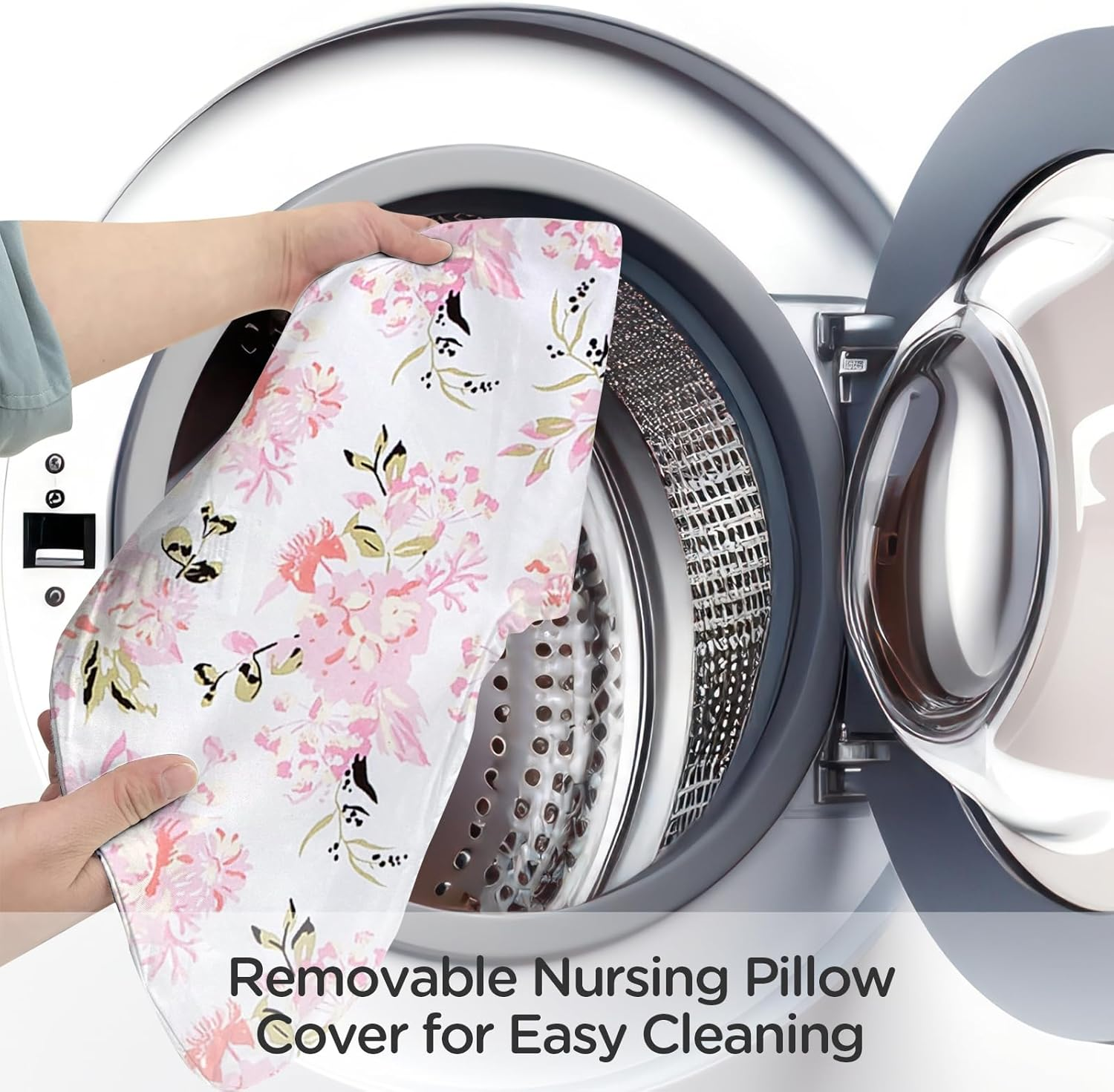 Little Grape Land Nursing Pillow for Breastfeeding, Original Breastfeeding Pillows for More Support for Mom and Baby, Cute Cover with Breathable Filling,Feeding Support Pillow for 0-12 Months(Floral) image number 3