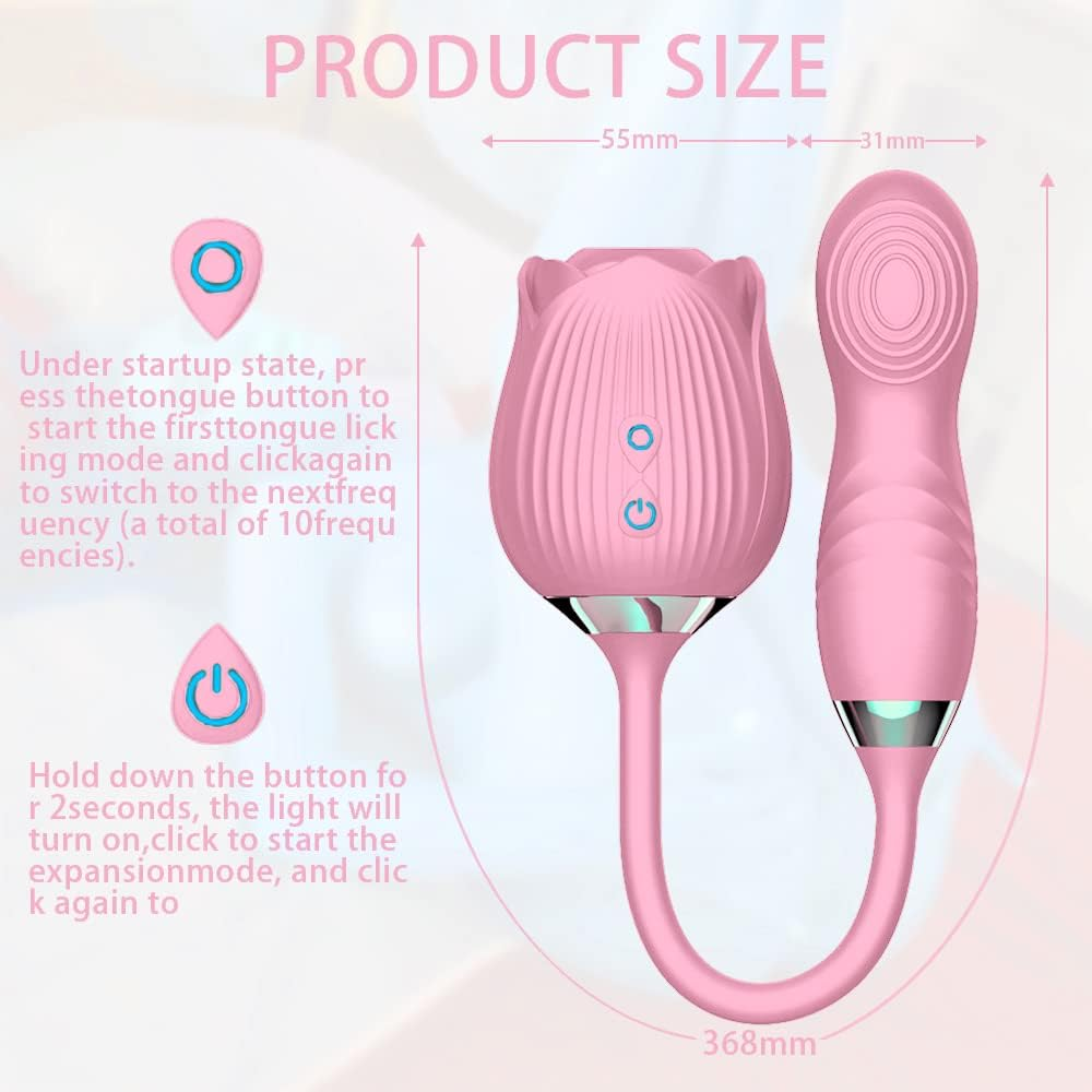 Sex Pleasure Toy for Womens Suck & Lick Memoriesh Rose Tongue Rechargeable Clitorals Sucking&Vibrating Machine Adult Toy for Women Couples 10 Mode Nipple Sucker G Sucking Toys for Women image number 3