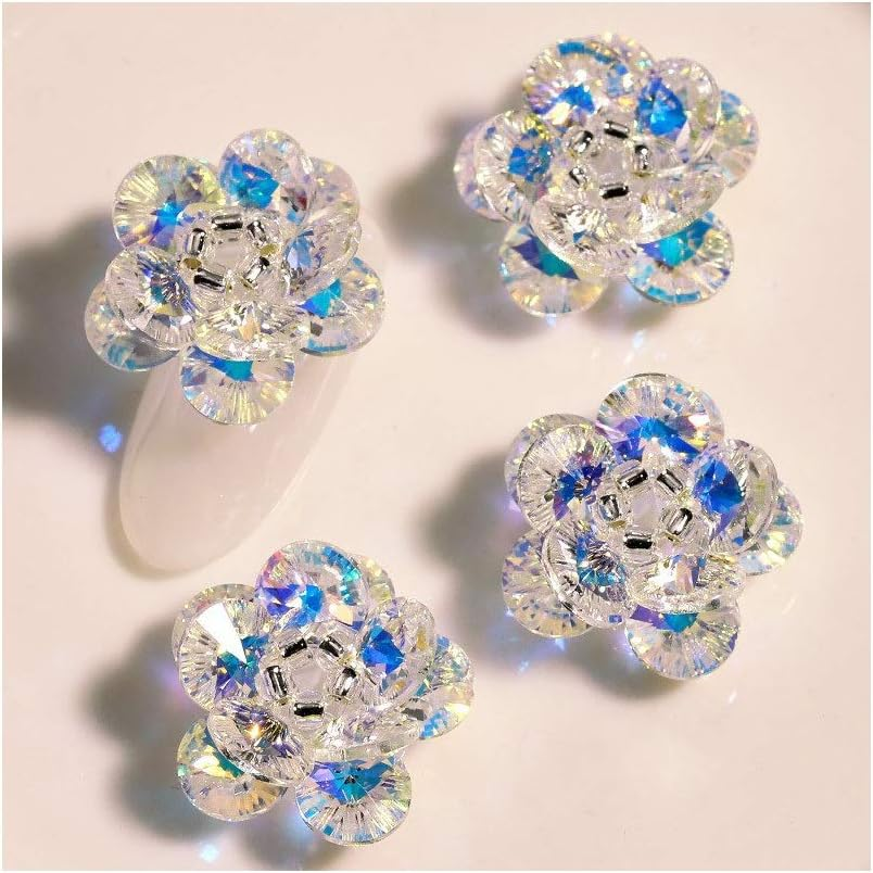 HANGQINGHENG Nail Art Shiny Crystal Flower 3D High Translucent Nail Jewelry Nail Zircon Snowflake Decoration image number 3