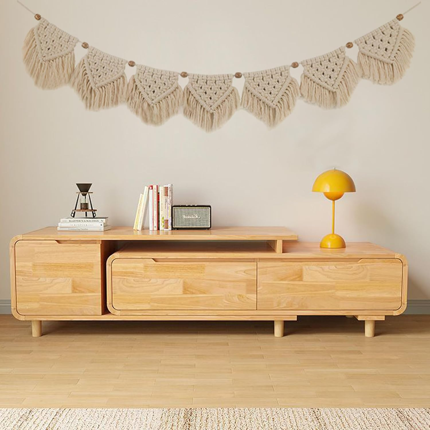 Macrame Wall Decor - Room Decoration Tapestry,Bohemian Handmade Wall Art Tapestry,Macrame Garland Banner with Wood Beads,Home Wall Art Decoration for Apartment,Living Room,Bedroom,Balcony image number 6