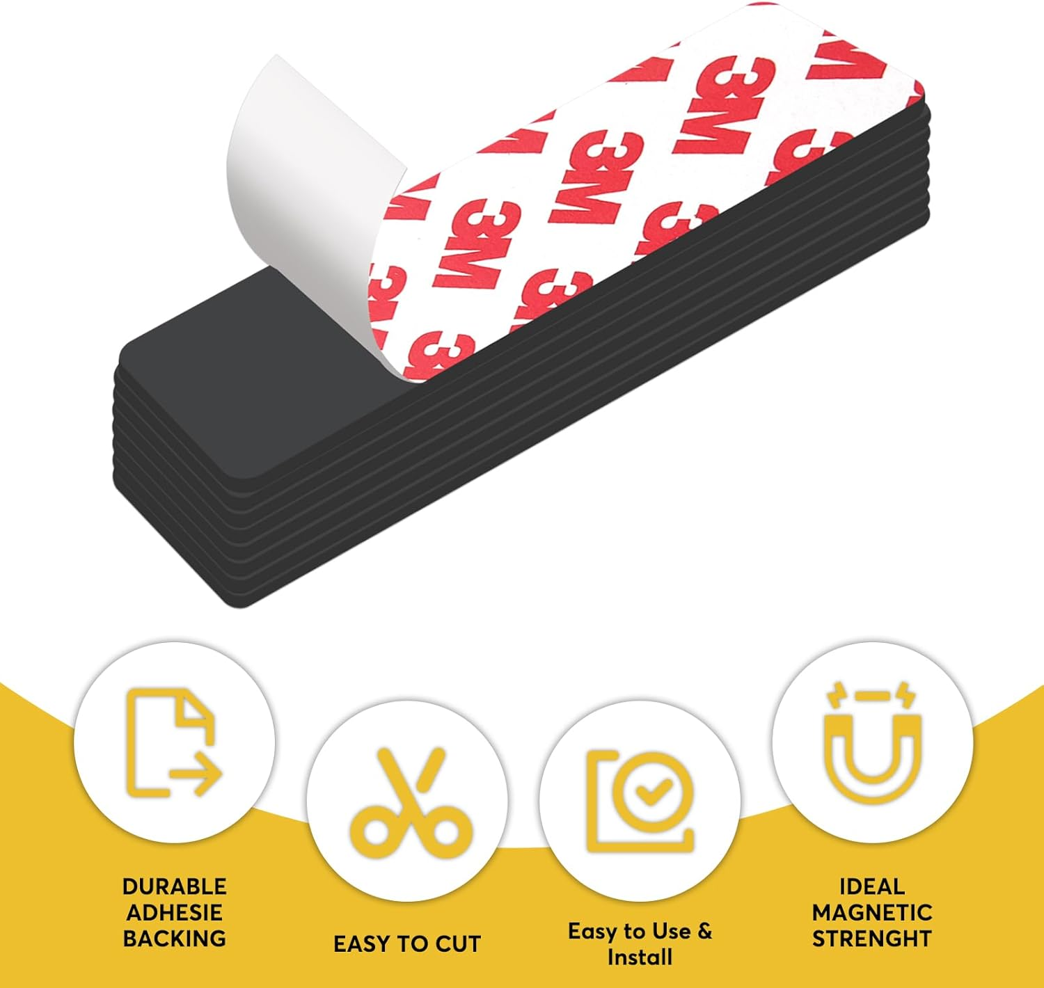 STTMGN Magnetic Tape with 3M Strong Adhesive Backing,1X3" 12Pcs,Flexible Self Adhesive Magnets,Magnetic Tape Flat Rubber Magnet Strip,Available for DIY Crafts,Art Projects,Photo and Picture Etc image number 4