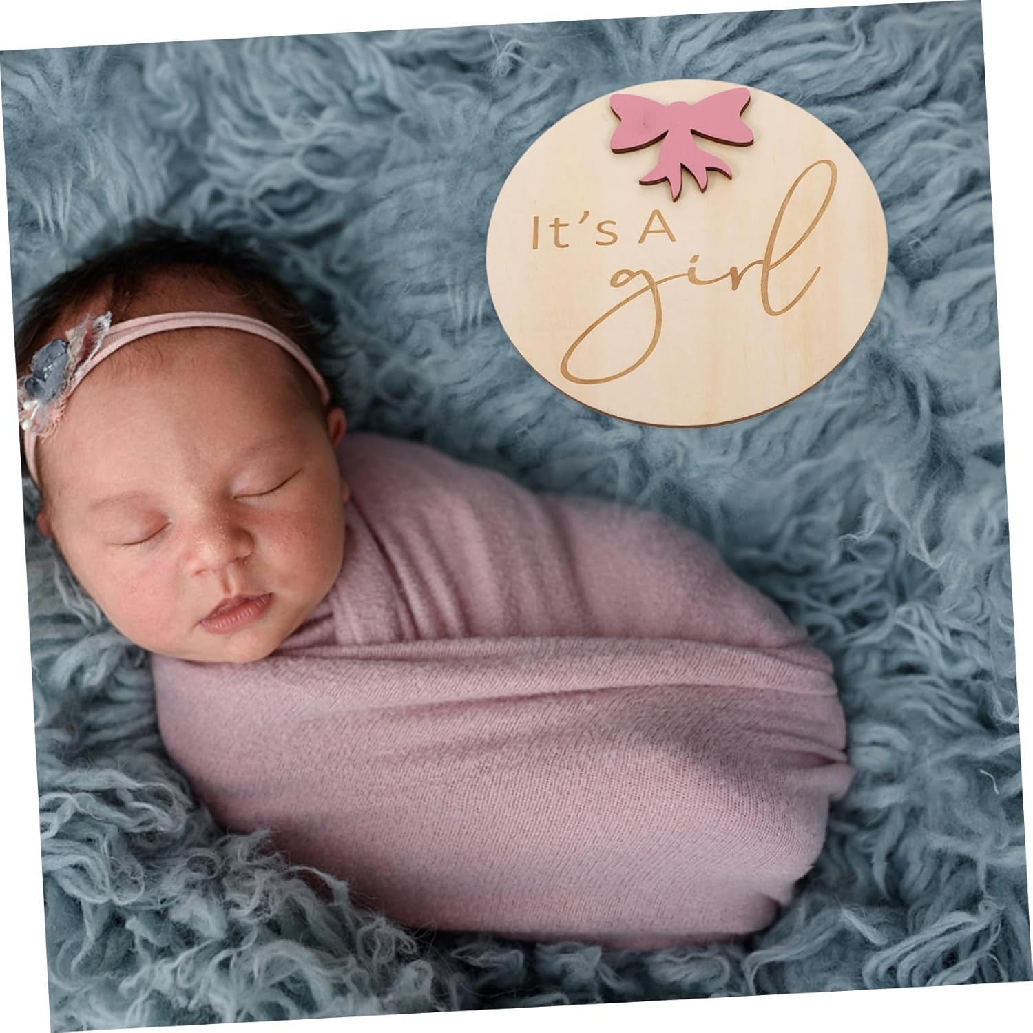 Healifty Wooden Birth Announcement Sign Rustic Milestone Photo Prop for Newborns for Photography Name Weight and Month Sign for Showers and Celebrations image number 2