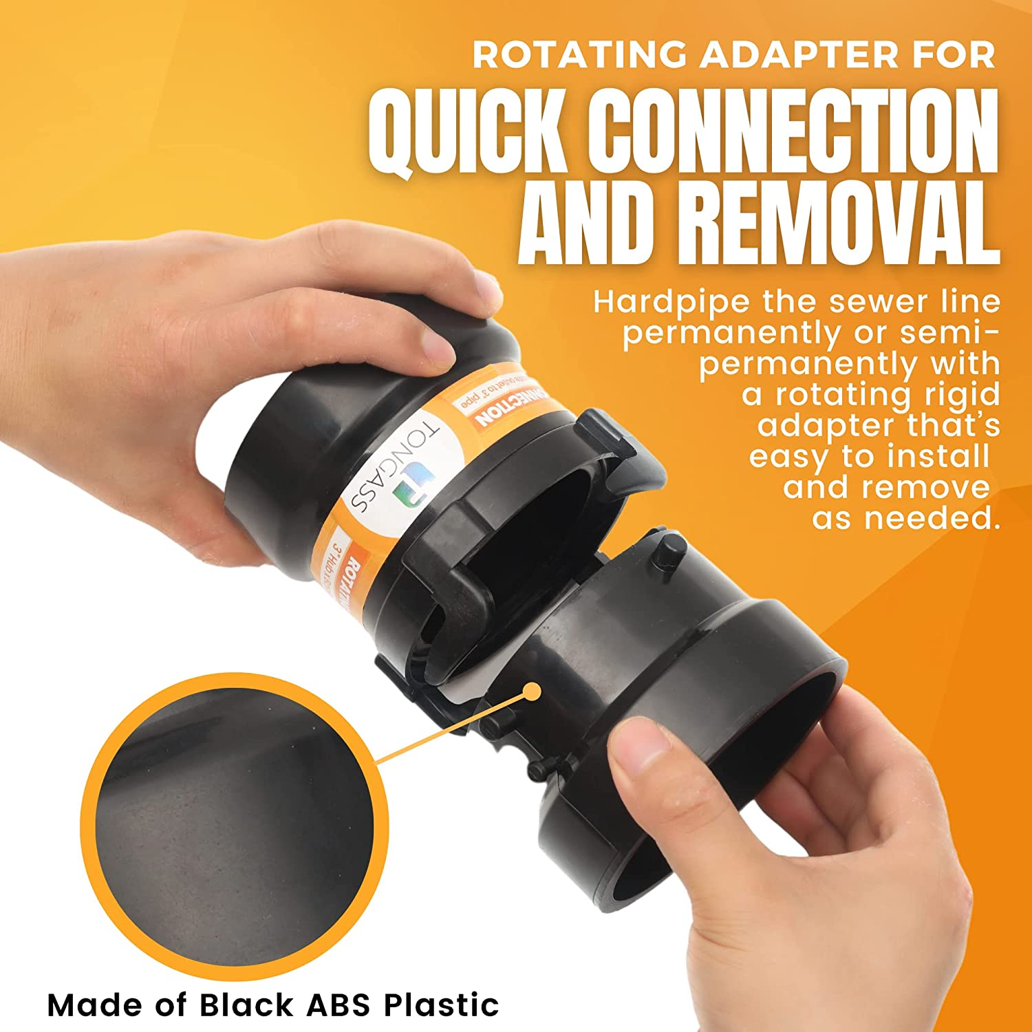 Tongass (Combo Pack) RV Sewer Hose Fitting Adapter to PVC, RV Sewer Connection & RV Sewer Termination Adapter - 3" Hub X Bayonet Hooks image number 2