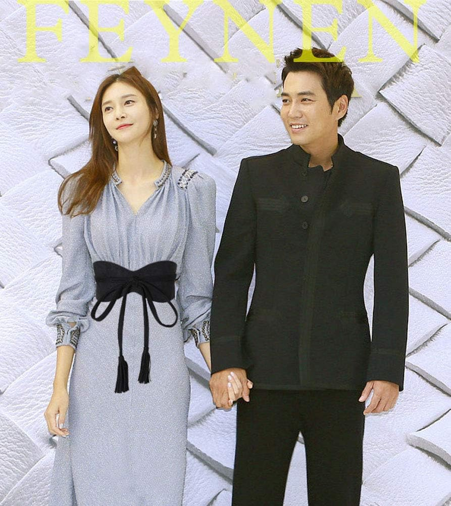 Aecibzo Women'S Bowknot Wrap around Self Tie Obi Waist Band Cinch Wide Boho Belt image number 5