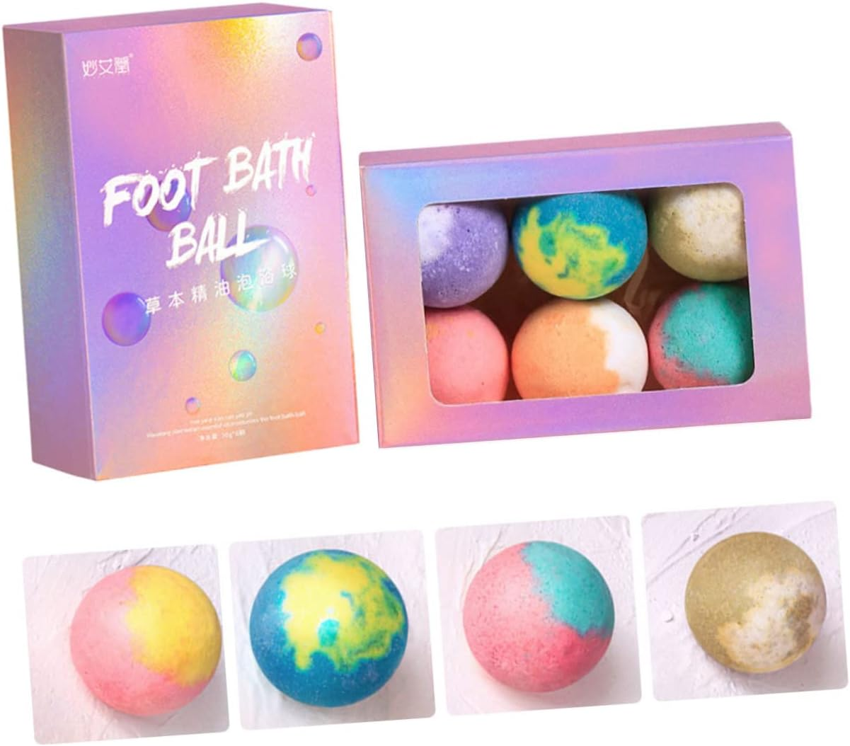 Beavorty 6Pcs Essential Oil Balls for Foot Bath Salt Balls for Home Bathing and Relaxation image number 2