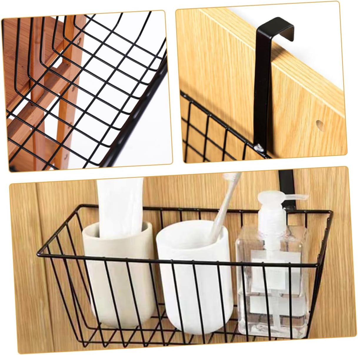 CIYODO 2Pcs Iron Hanging Basket for Bathroom and Kitchen Storage Multi-Use Sundries Rack Space-Saving Toiletries Organizer for Home Dorm and Utility Rooms image number 3