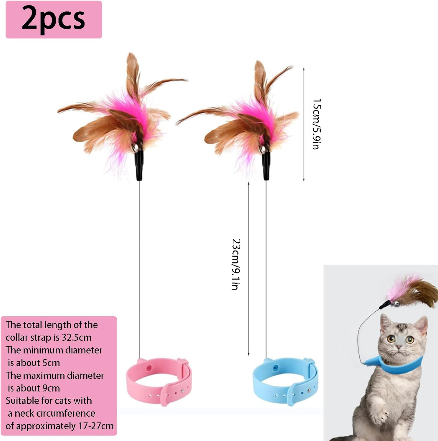 Cat Toys Cat Toys Magic Wand Silicone Adjustable Magic Wand for Cats Adjustable Toys for Necklace Bell Interactive Cat Toys Indoor 2 Pack image number 3