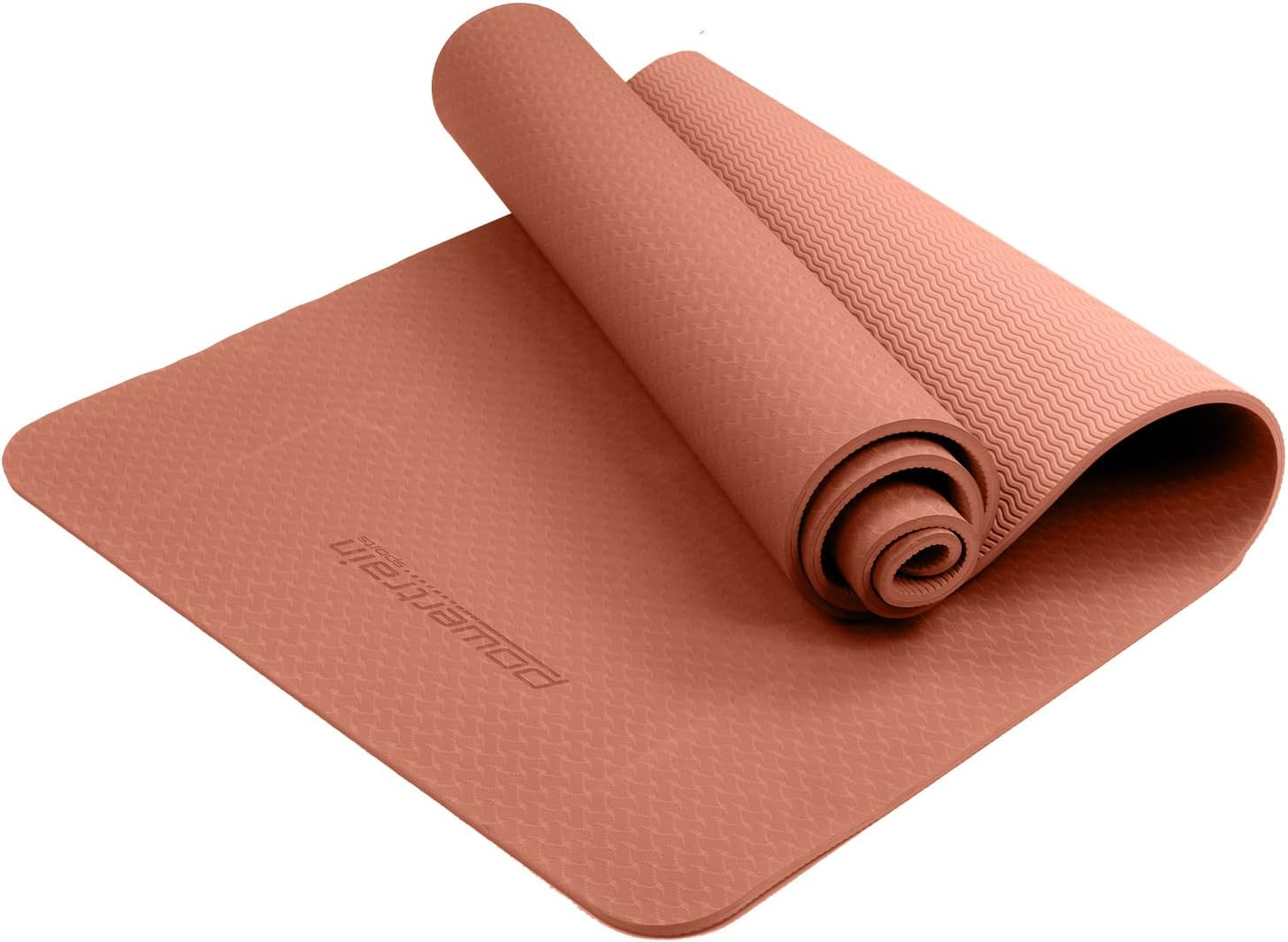 Powertrain Eco-Friendly TPE Yoga Pilates Exercise Mat, 6 Mm, Pink image number 2