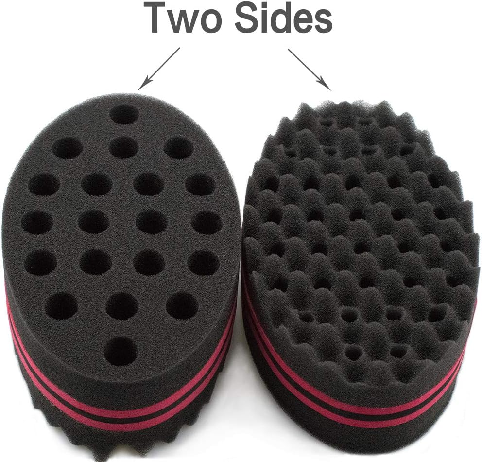 DDJSJ Hair Sponge Brush Big Holes Magic Twist Barber Dreads Locking Afro Curl Sponges for Men and Women Curly Coil Wave Hair Care Tool 3 Pack image number 2