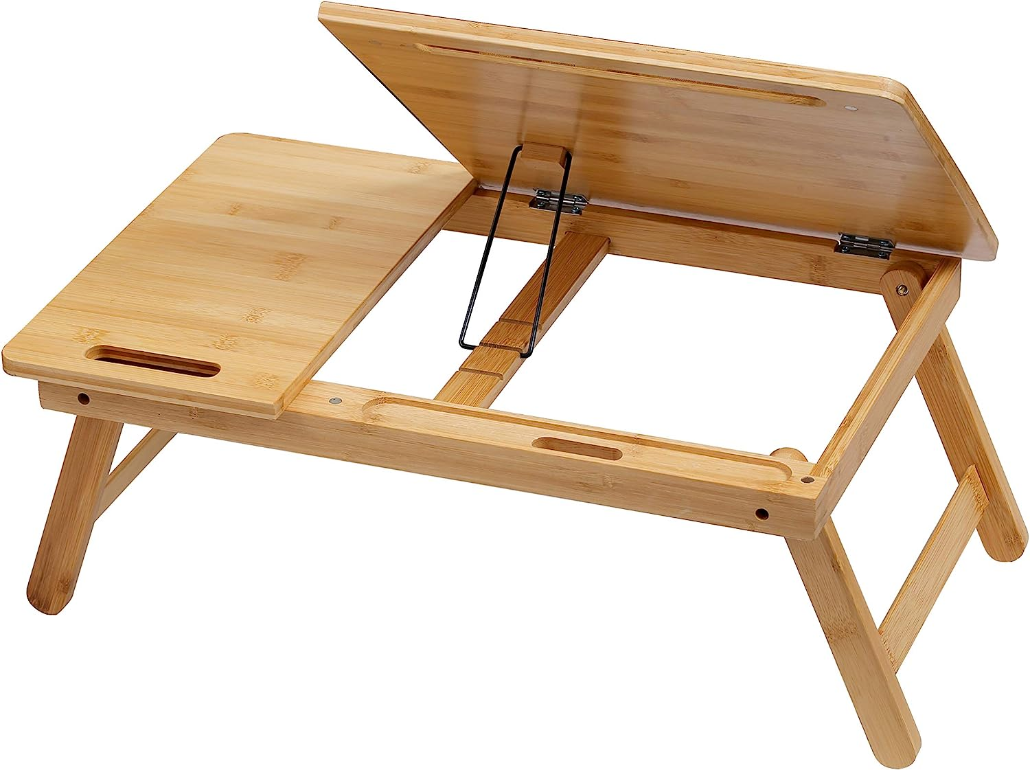 Bamboo Multi Tasking Laptop Bed Tray Multi-Position Adjustable Tilt Surface - Pull down Legs - Great for Computer Ipad Book Coloring Stand image number 6