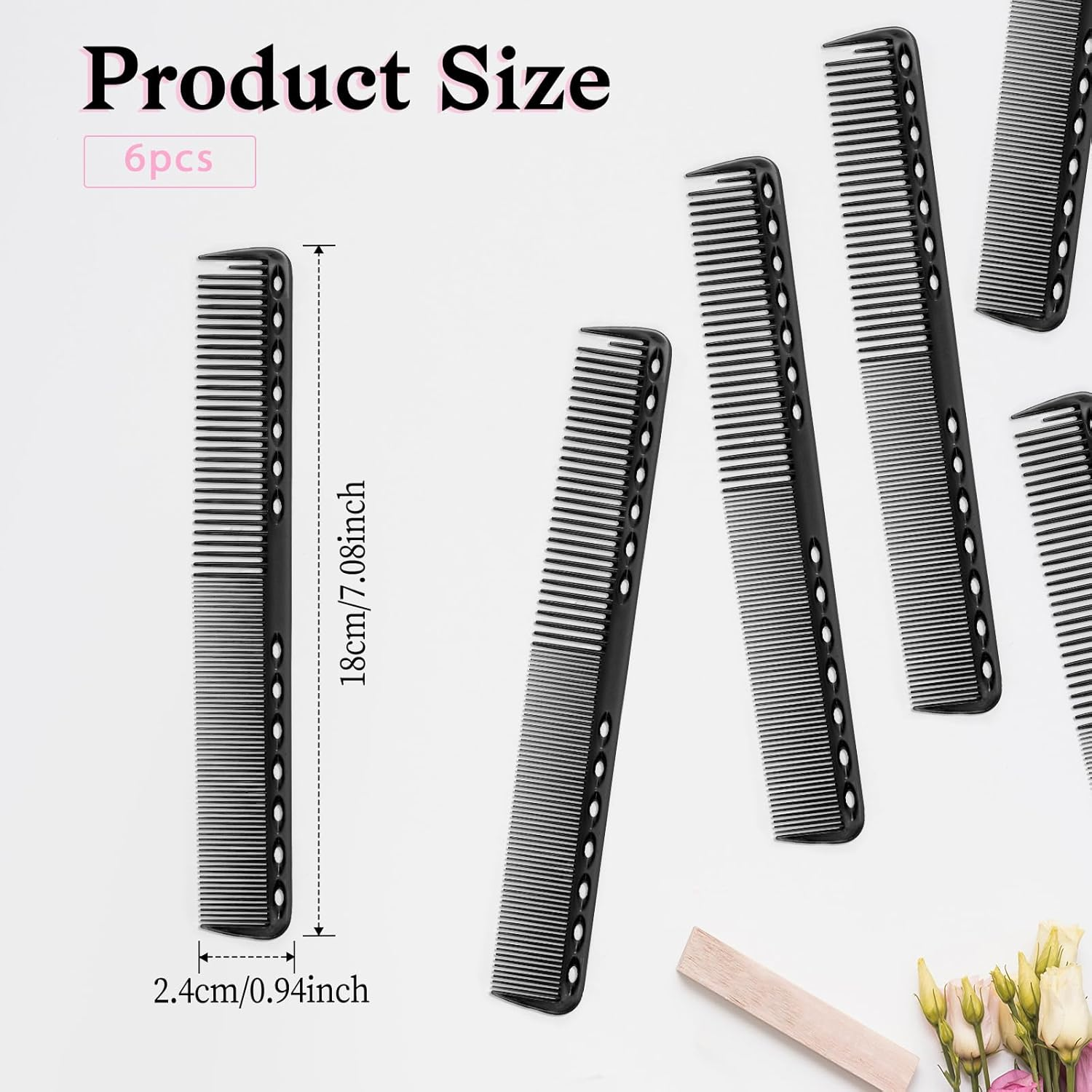 6Pcs Carbon Fiber Cutting Comb Professional Heat Resistant Comb, Haircutting Combs Barber Comb Hair Stylist All Purpose Combs Medium and Fine Tooth for Man and Woman Clipper Cuts, Home Salon image number 5