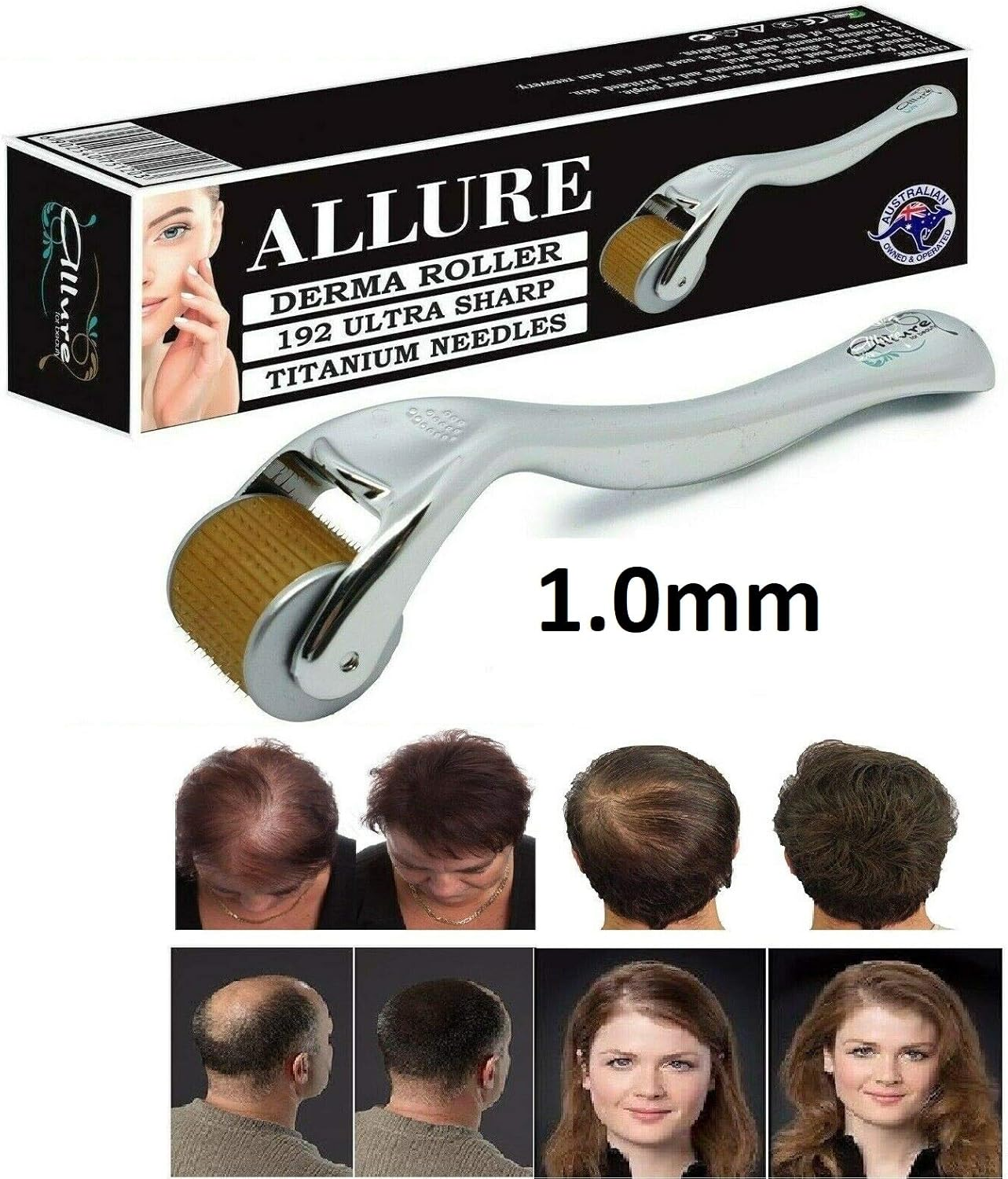 Derma Roller Hair Growth Kit Hair Loss 192 Titanium Micro Needles Dermaroller 1.0Mm image number 1