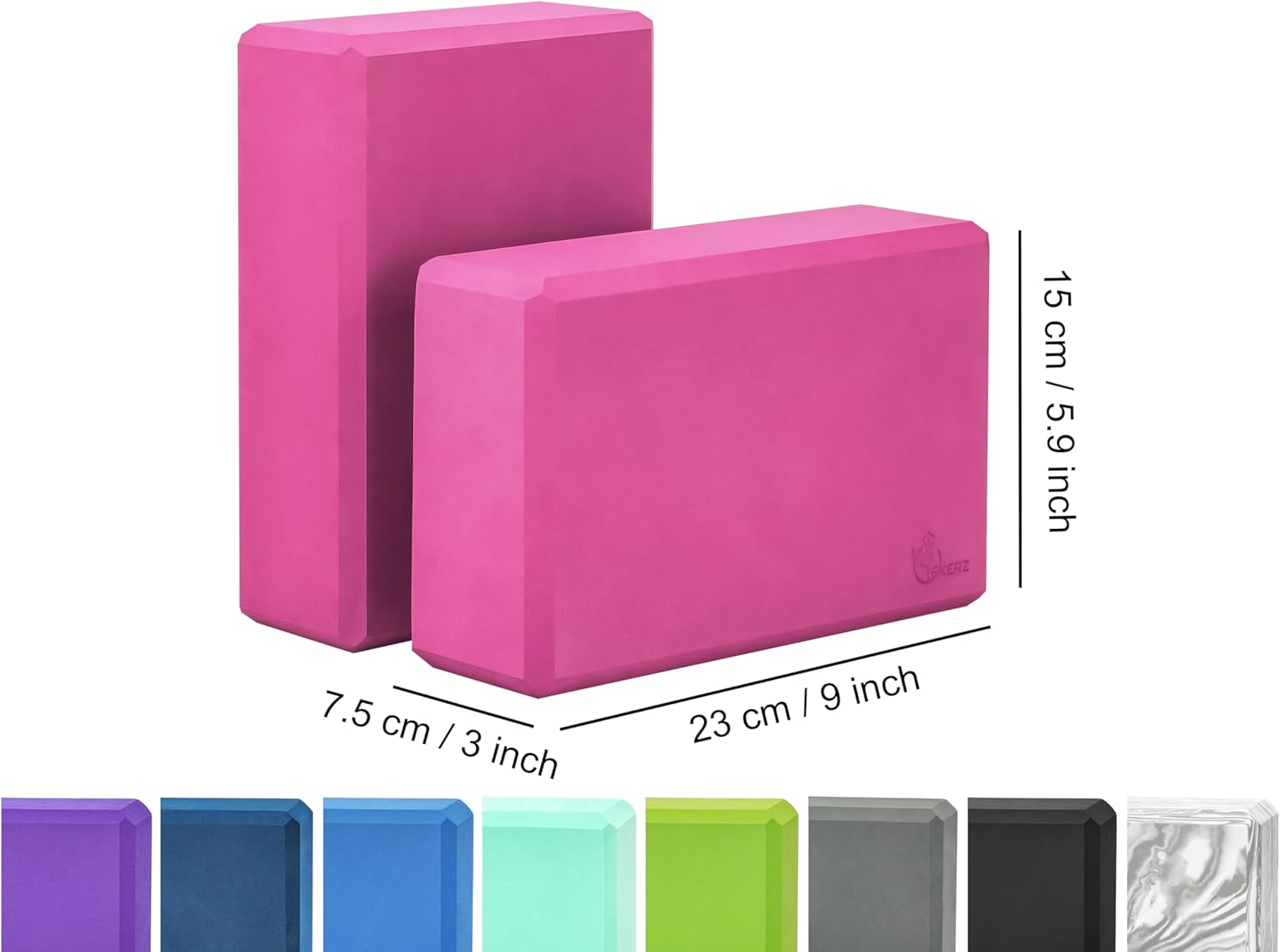 EXERZ Yoga Blocks 2 Pack EVA Foam Exercise Workout Fitness Bricks, Pilates Stretch Handstand Non-Slip Gym Blocks, Gymnastics image number 1