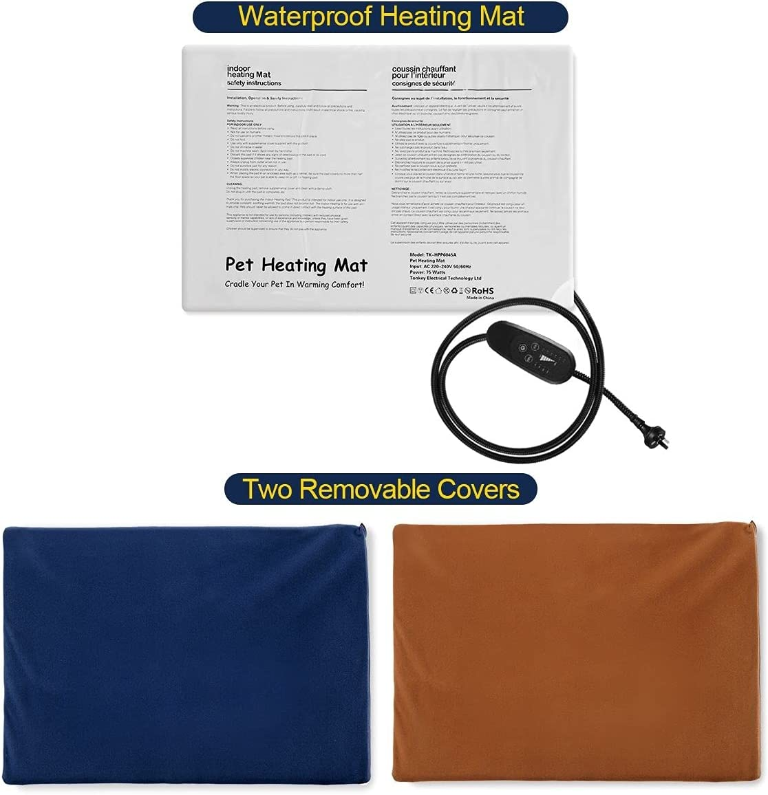 Pet Scene Pet Heating Mat for Dogs Cats, Extra Large Size 90X60Cm,Dog Heated Pad Cat Dog Bed W/Waterproof PVC Cover & Thermal Protection,Dog Heated Mat image number 3