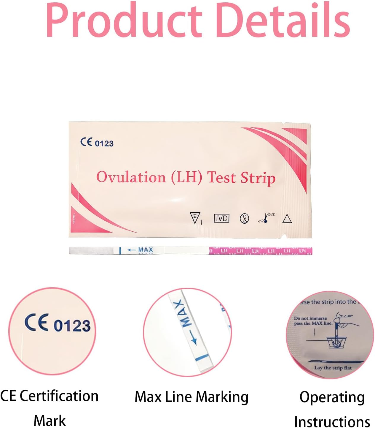 100Pcs Ovulation Test Strips, Female Ovulation Test Early Detection Kit, Accurate and Sensitive of Easy at Home Ovulation Strips, for Natural Conception People image number 3