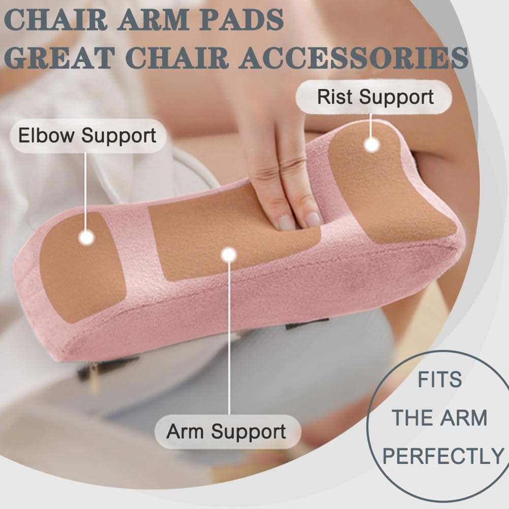 2 Pack Office Chair Armrest Pads Covers,Arm Rest Pad with Memory Foam Elbow Pillow for Forearm Pressure Relief, Arm Rest Covers for Office Chairs, Wheelchair, Comfy Gaming Chair (Pink) image number 1