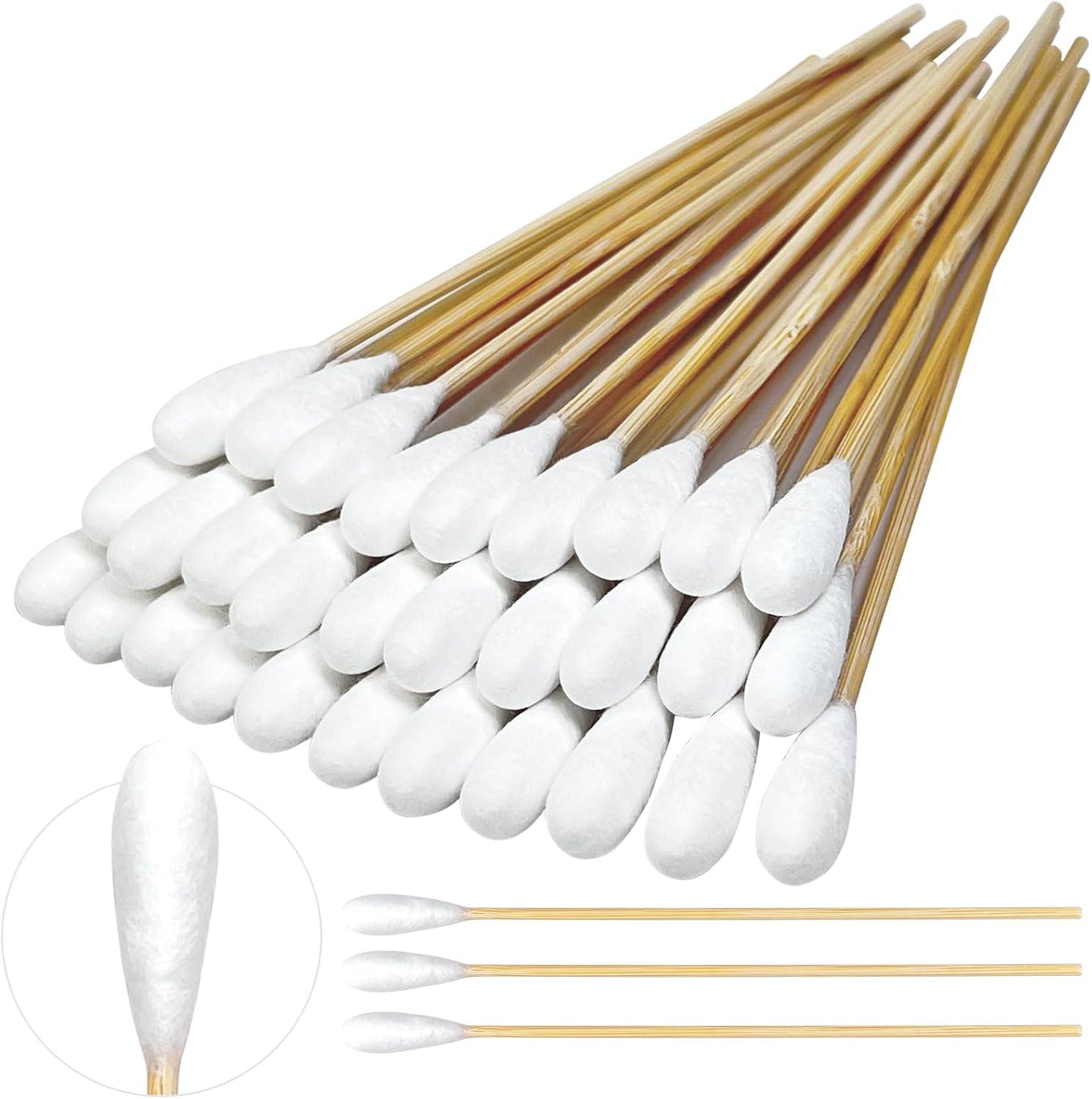 Egaageoi Cotton Swabs for Dogs Ears - 100 Pcs 6-Inch Bamboo Long Cotton Swabs - Gentle and Effective Pet Cleaning, Grooming, and First Aid