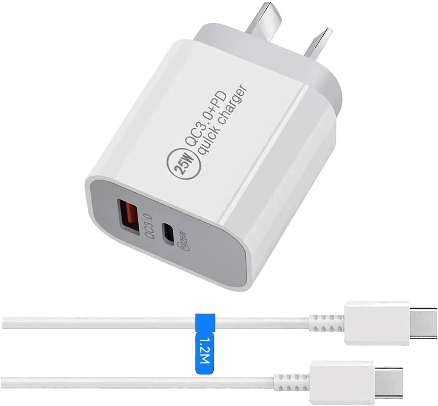 USB C Fast Charger, 25W Type C Charger Dual Port USB C Wall Plug Android Phone Block for Iphone 16 15/15 Pro/15 Pro Max, Ipad/Samsung/Google/Galaxy/More with 1.2M Cable image number 4