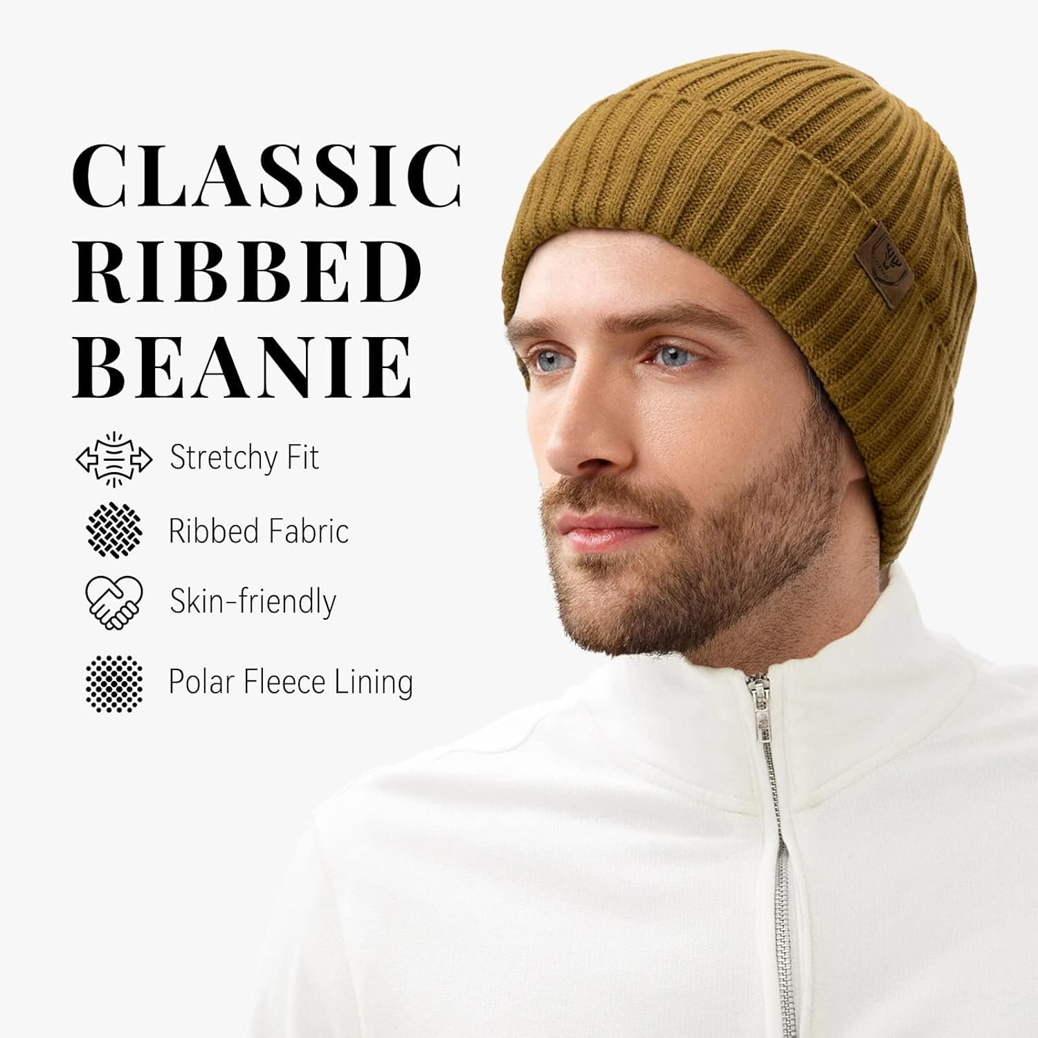 OZERO Winter Beanie Hat Warm Knit Skull Cap Thermal Thick Polar Fleece Snow Cap for Men and Women