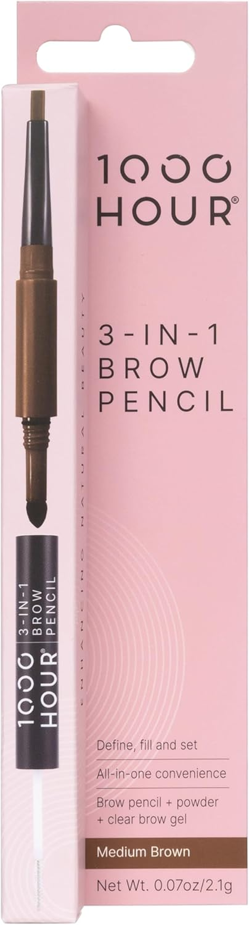 1000 Hour 3-In-1 Brow Pencil, Medium Brown
