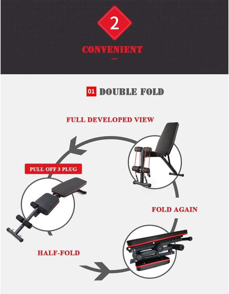 Fitness Master Adjustable Weight Abdominal Bench Sit-Up Back Support Fitness Flat Gym Exercise Dumbbell