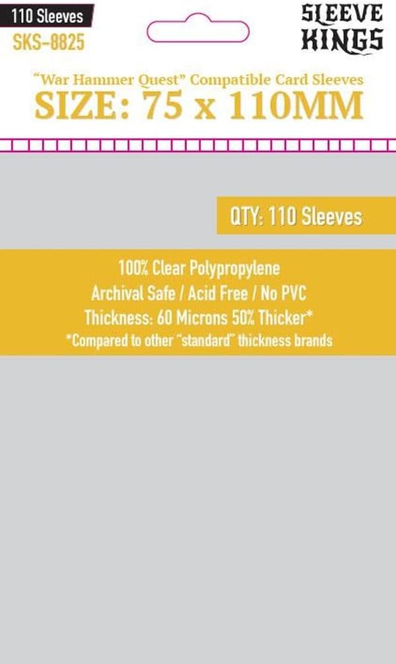 Sleeve Kings Board Game War Hammer Quest Compatible Card Sleeves 110-Piece Pack, 75 Mm X 110 Mm Size, Clear