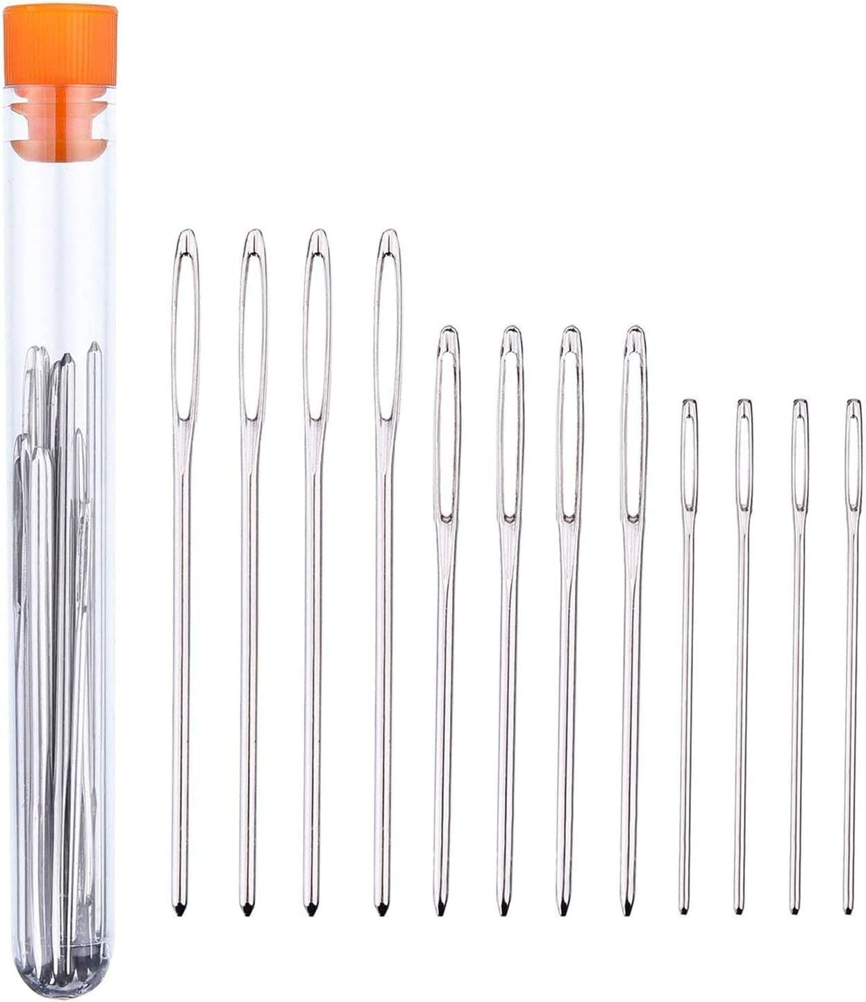 CJESLNA 12PCS Large-Eye Needles Blunt Needles Yarn Knitting Needles Sewing Crafting Knitting Weaving Stringing Tools Handmade Yarn Embroidery Thread Needle with Clear Bottle （3Size image number 2