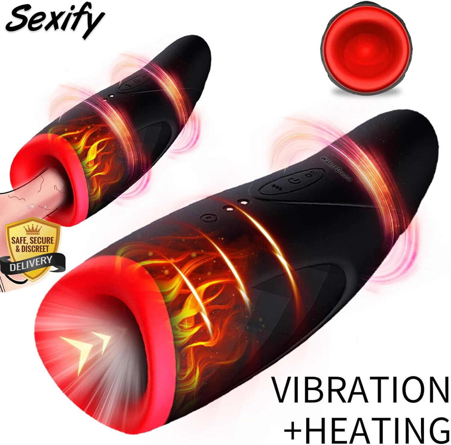 Automatic Male Masturbators Sex Toys for Men, Male Masturbator Cup with Vibrating + Heating Modes for Penis Stimulation, 3D Realistic Textured Electric Pocket Pussy Manual Sucking Adult Toys for Men Masturbation Sex Toy image number 5
