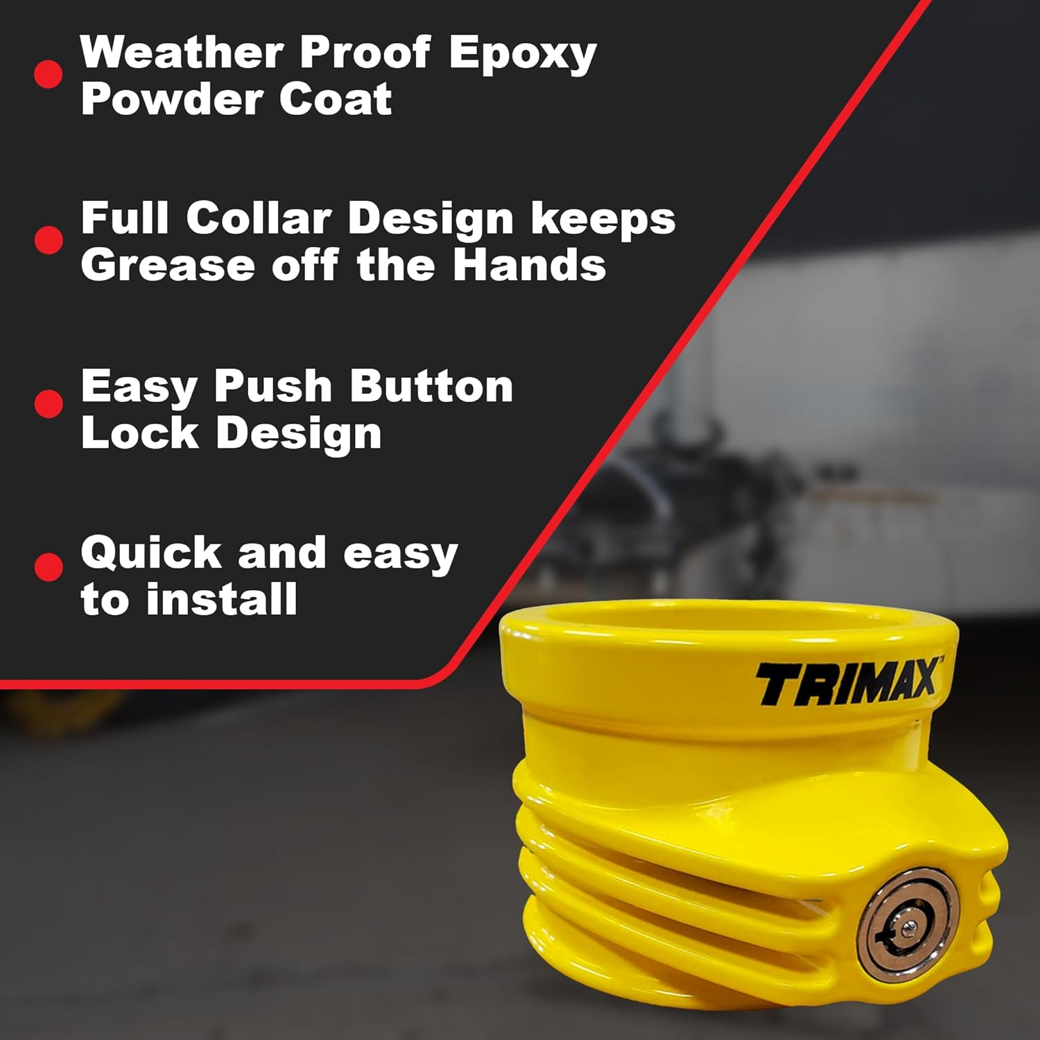 Trimax TFW60 Ultra Tough Alloy 5Th Wheel King Pin Lock, (New Improved Version), Yellow image number 4