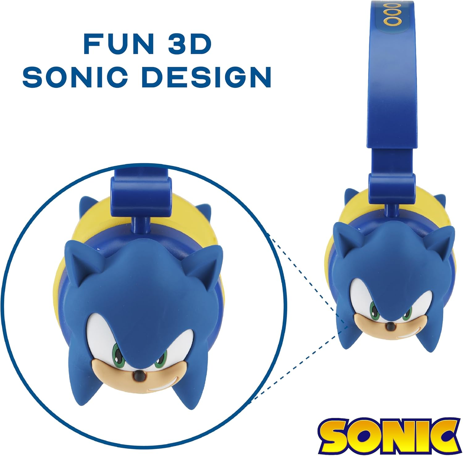 Sonic the Hedgehog Over-Ear Headphones for Kids - Adjustable Headband, Stereo Sound, Tangle-Free Cable, Volume Control, and 3.5Mm Jack - Perfect for School, Home, and Travel - Pj Masks image number 5