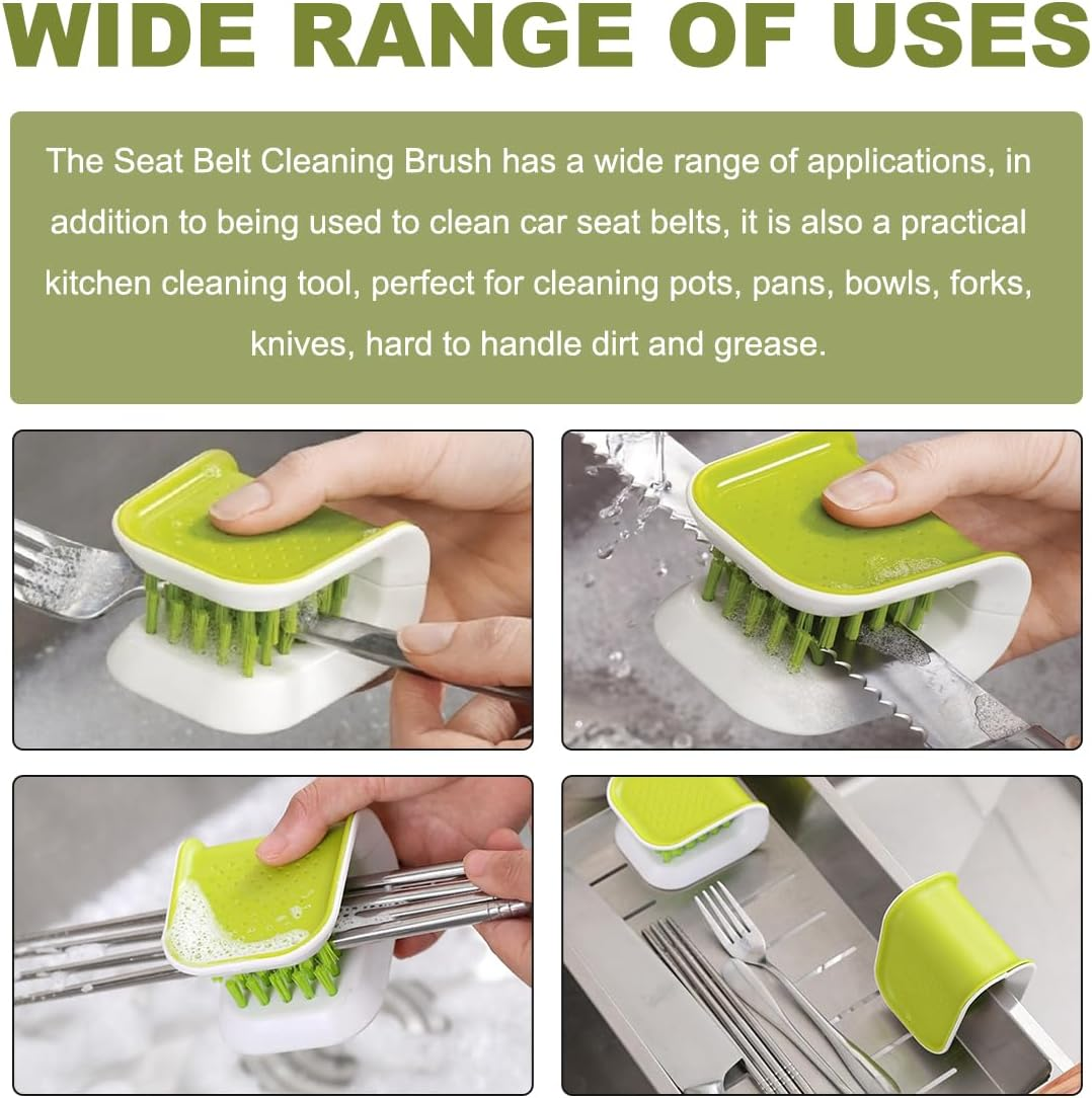 KVAEY Car Seat Belt Cleaning Brush, U-Shaped Auto Interior Washing Brush with Double-Sided Bristles, Closeable Safety Belt Bristle Scrubber Cutlery Cleaner Brush for Car Home (1 PCS) image number 1