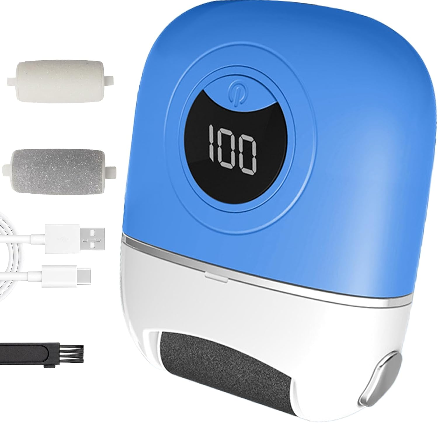 Electric Foot Callus Remover, 2024 New USB Rechargeable Foot Repair and Grinding Device, Heel Polisher Digital Display, Electric Foot Exfoliating Scrubber with 3 Grinding Heads 2 Speeds (Blue) image number 5